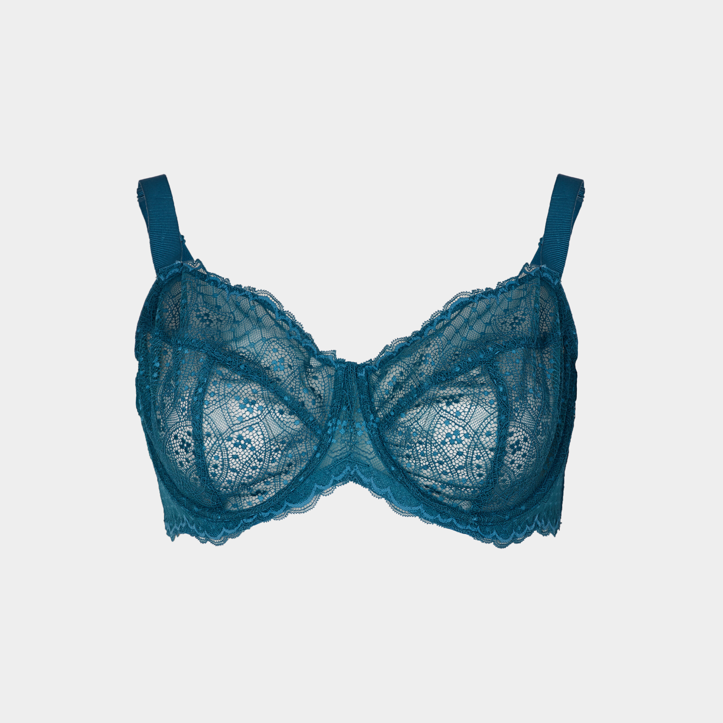 Soutien-gorge emboîtant en dentelle bleu canard femme grande