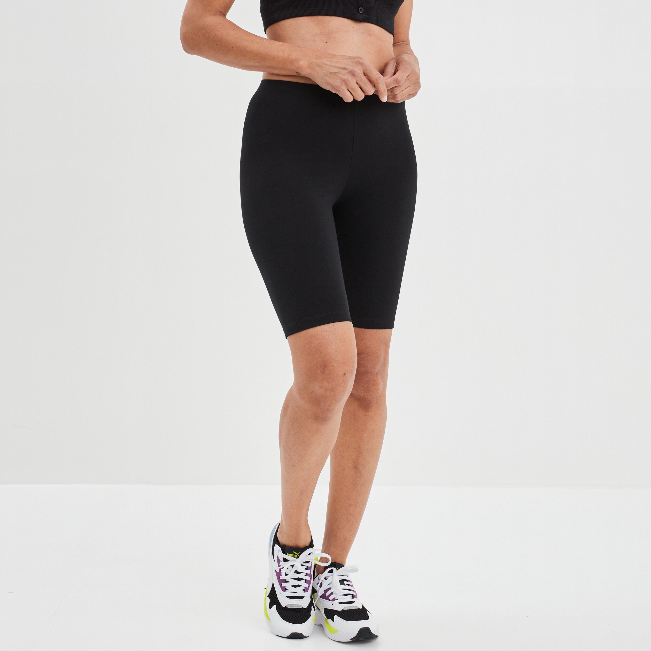 Legging court cycliste ajuste noir femme