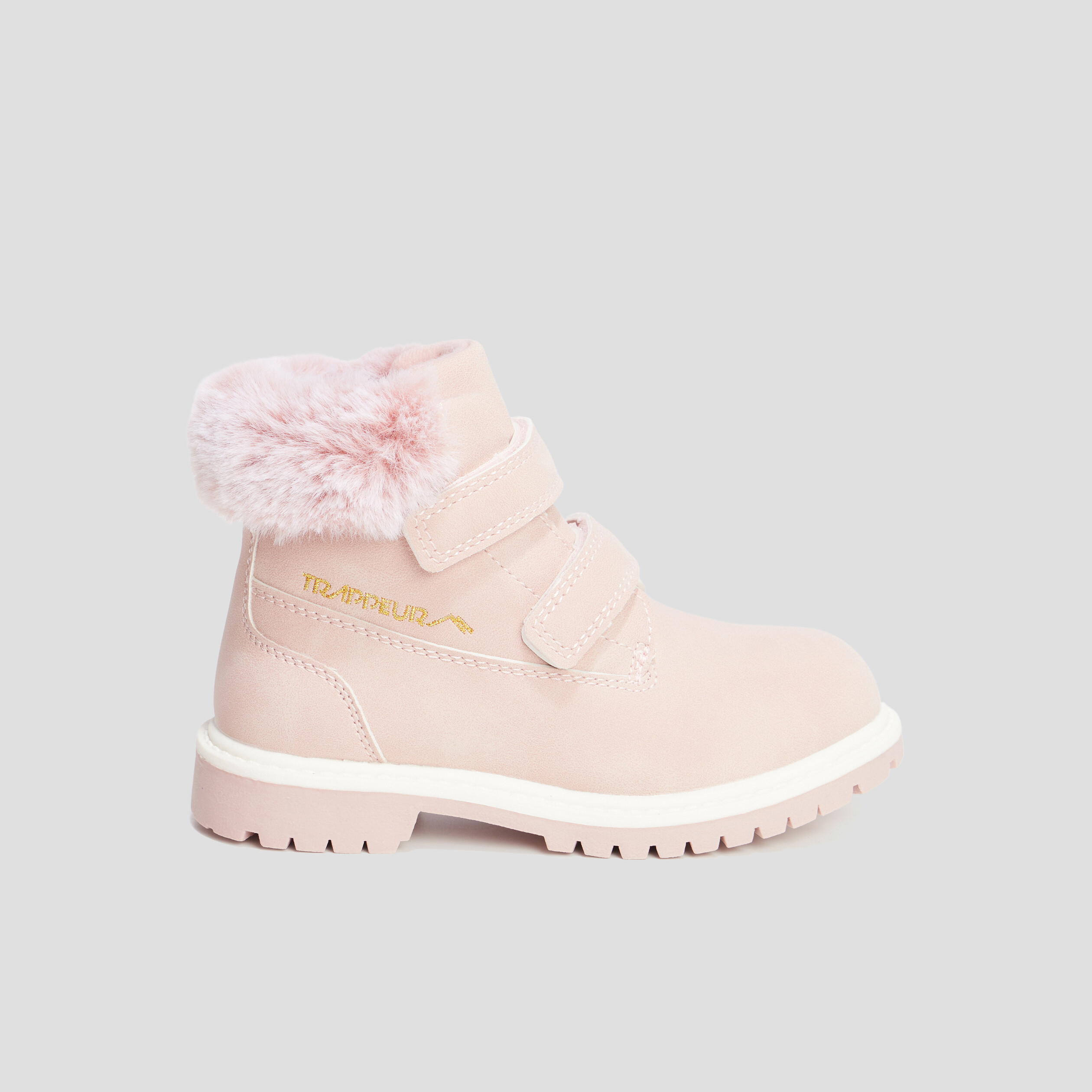 Bottines scratchs et fourrure Trappeur rose fille