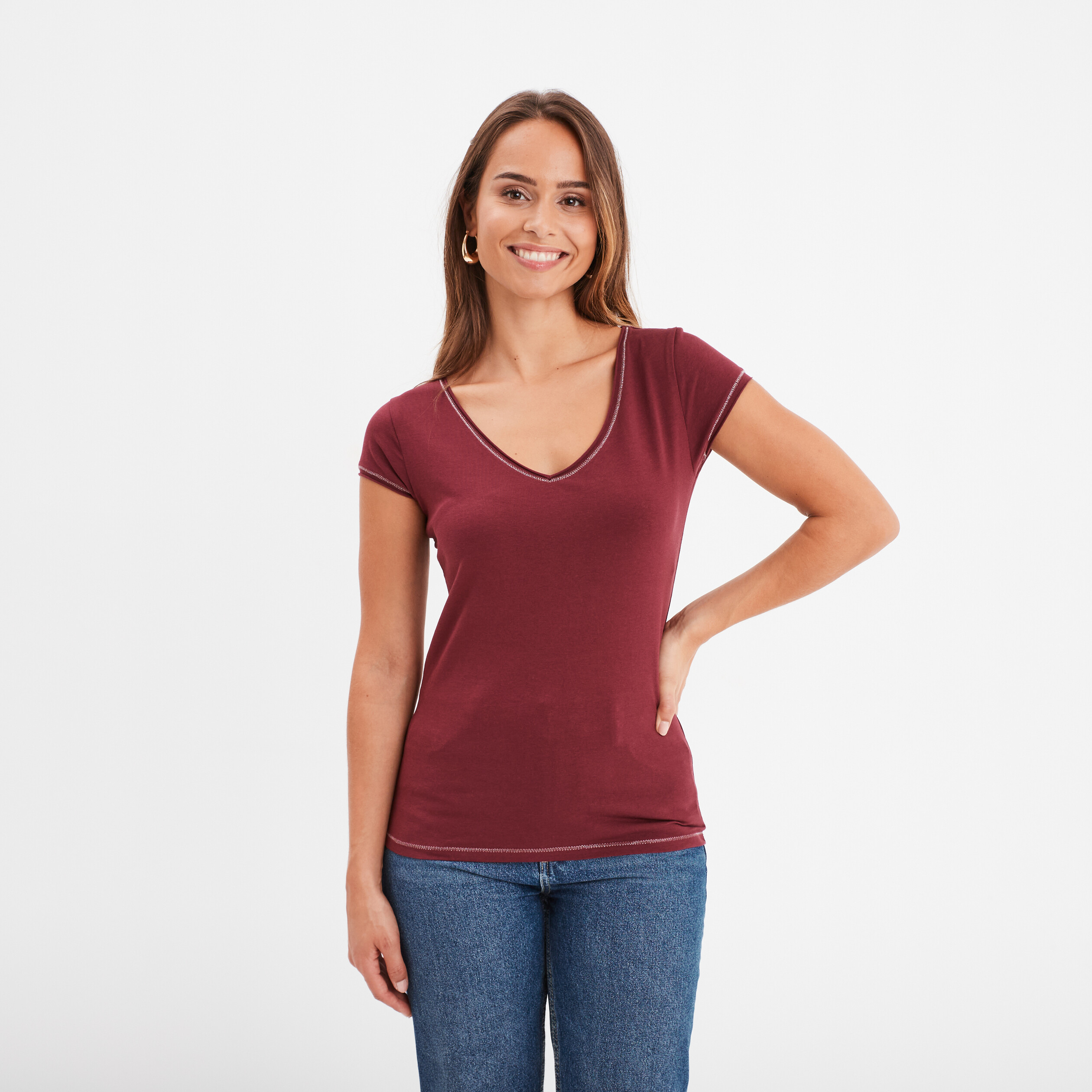 T shirt femme bordeaux online