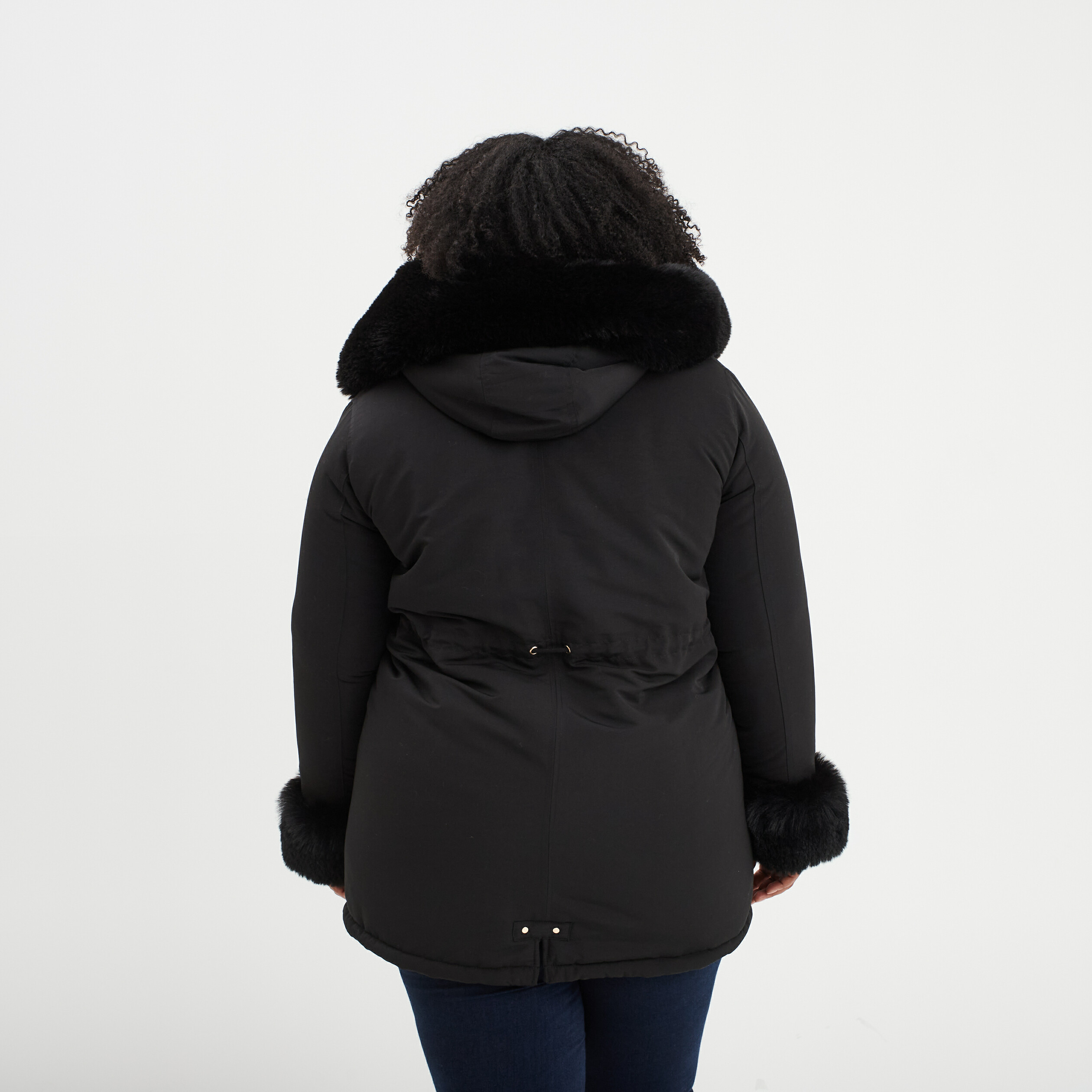 Manteau doublure fourrure noir femme grande taille