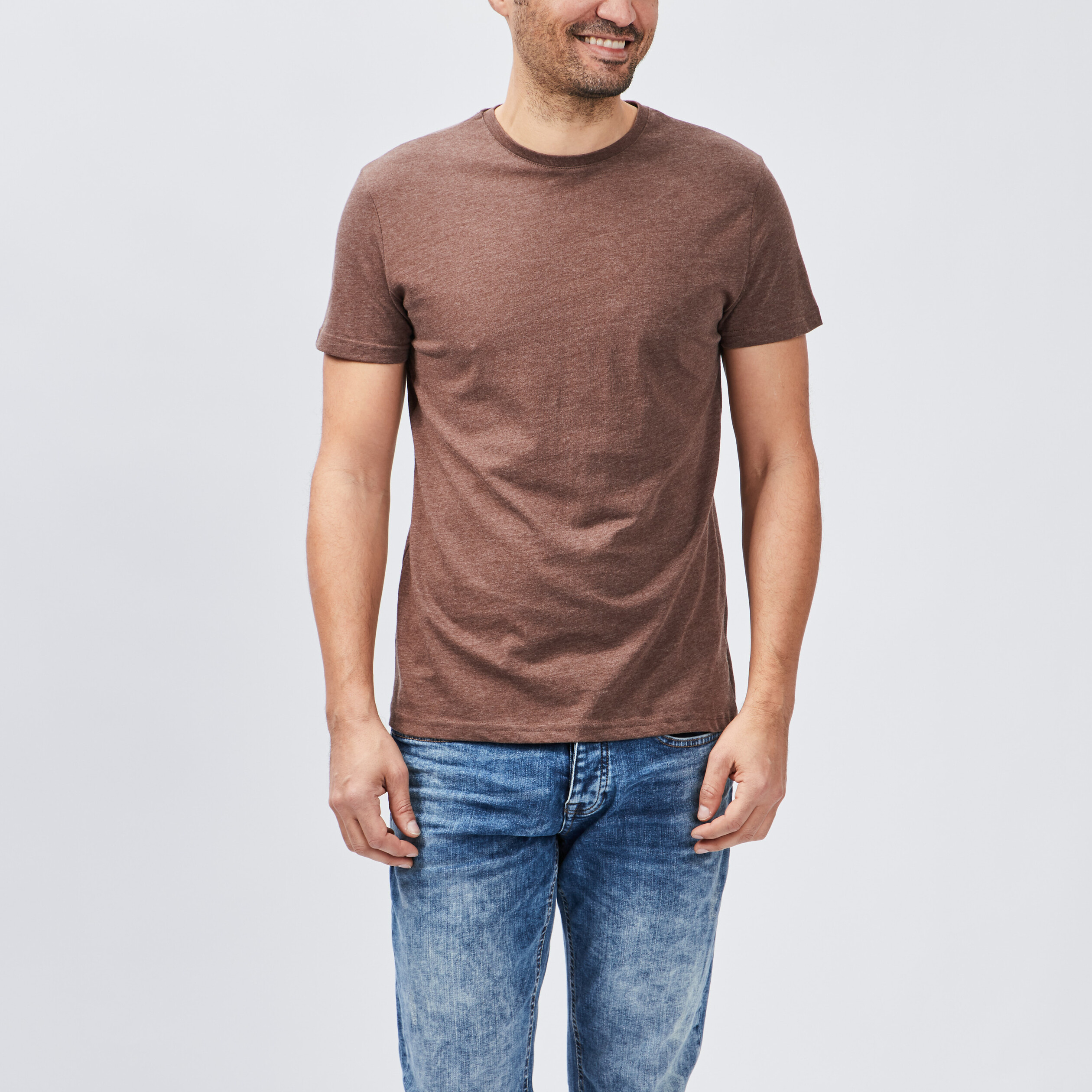 T shirt droit manches courtes marron homme La Halle