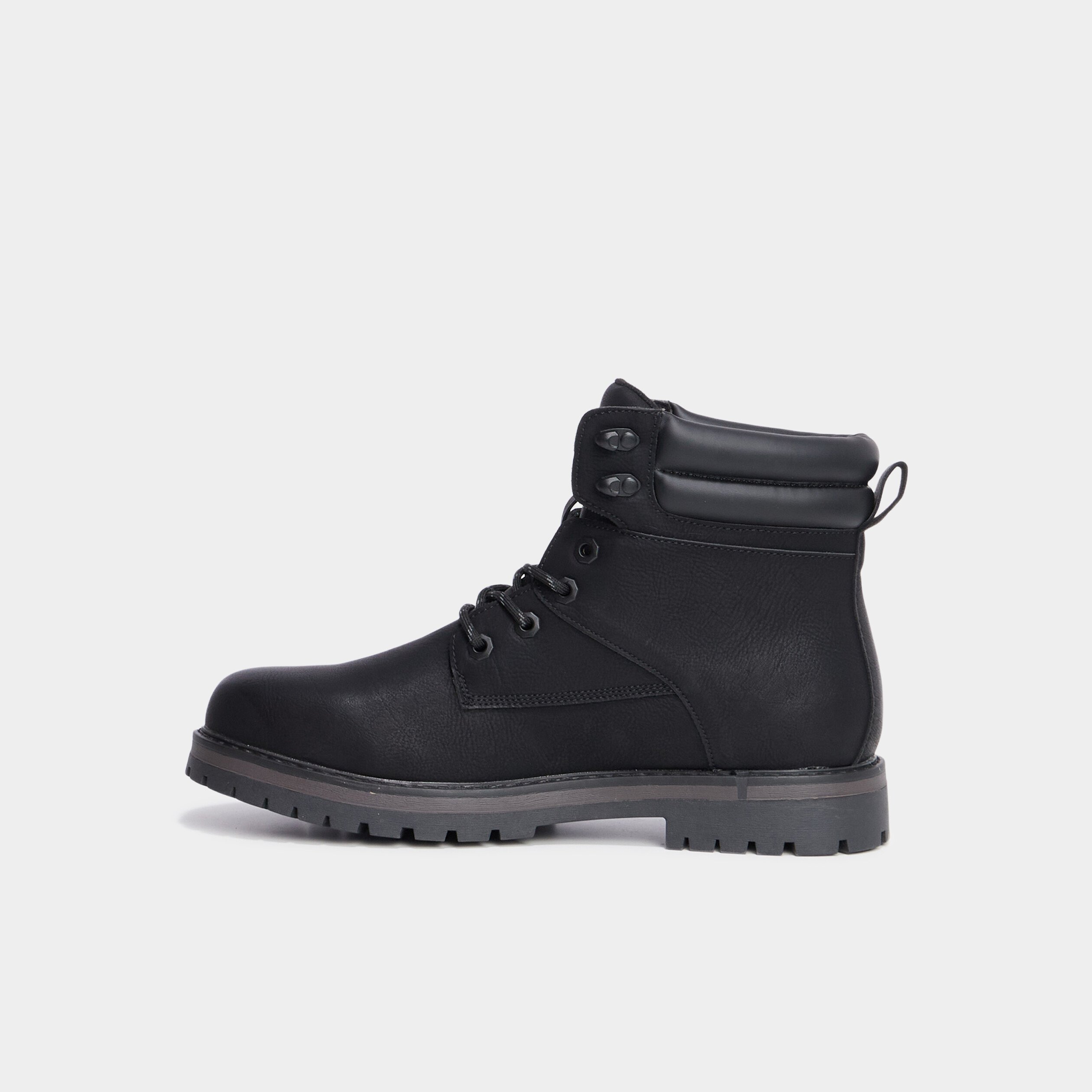 Boots a bout rond lacets noir homme La Halle