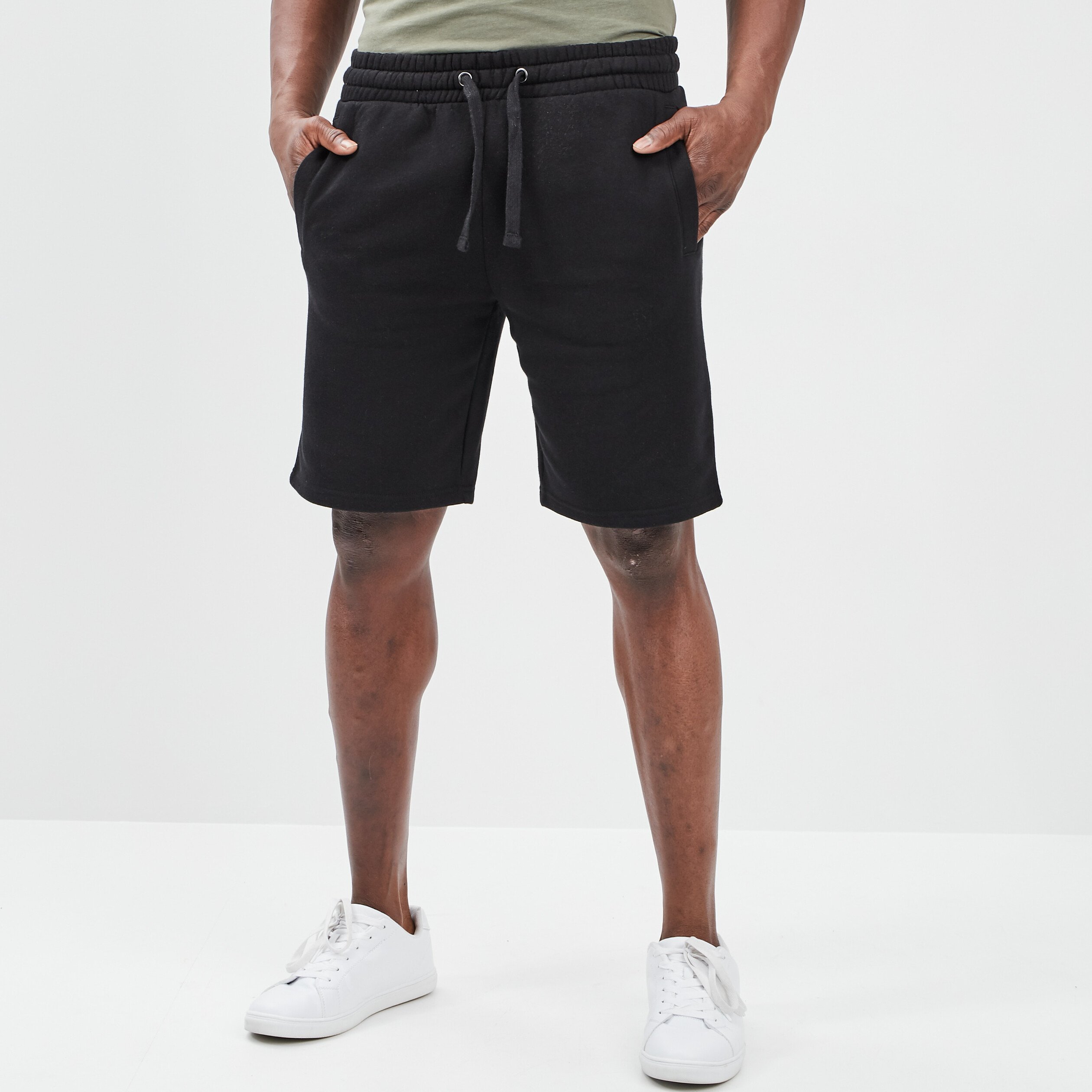 Short jogging molletonne droit noir homme