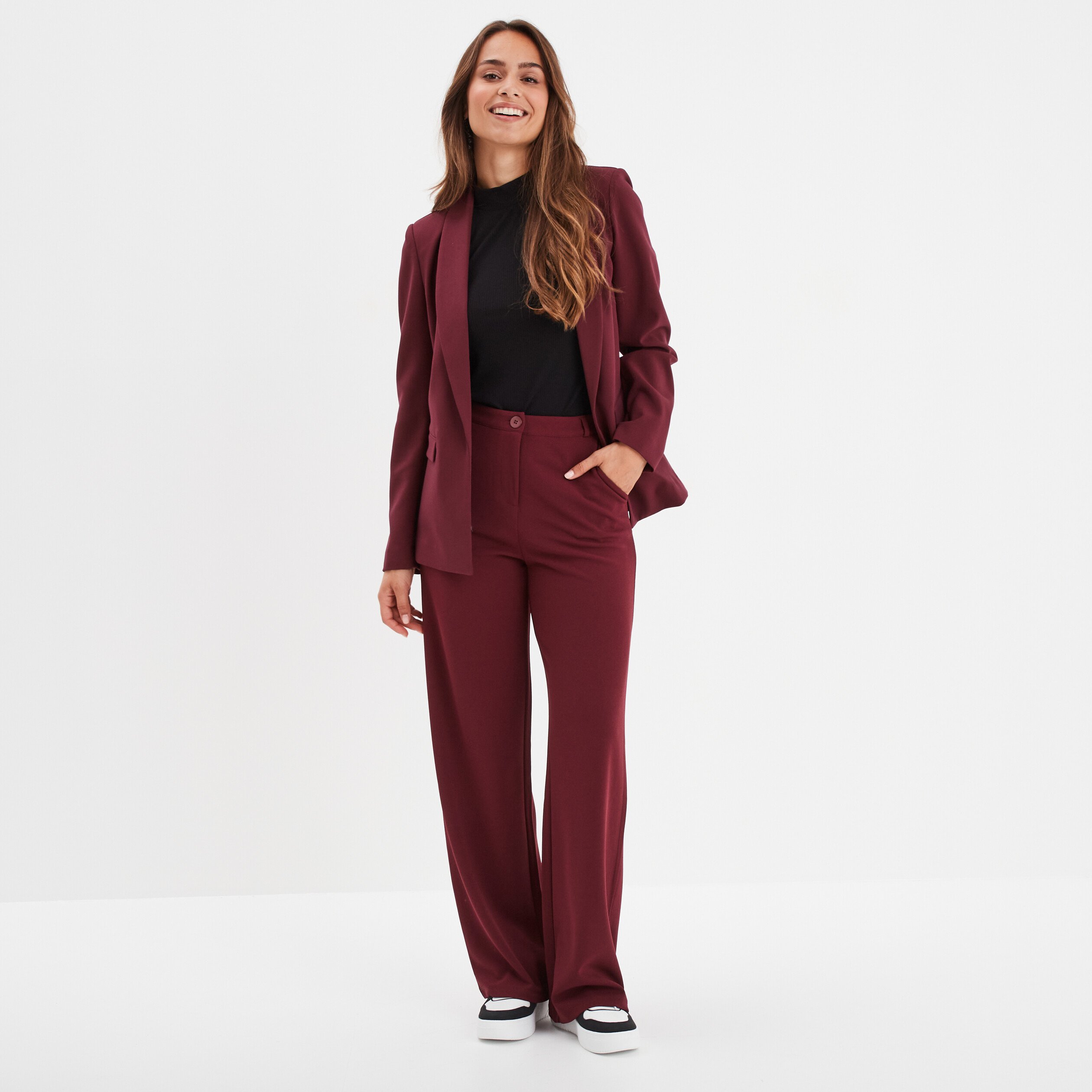 Tailleur fashion bordeau femme