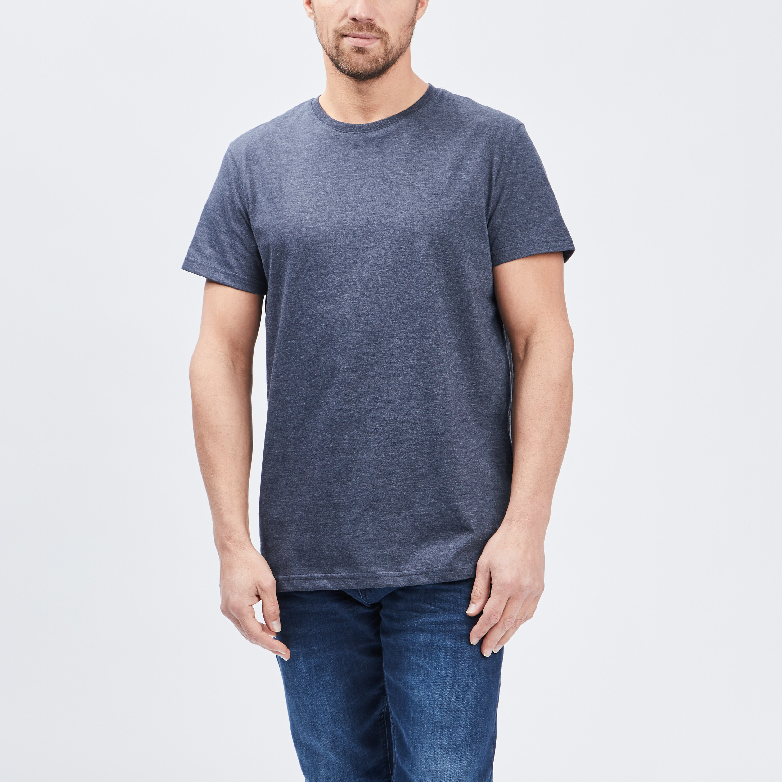 T shirt droit manches courtes bleu homme