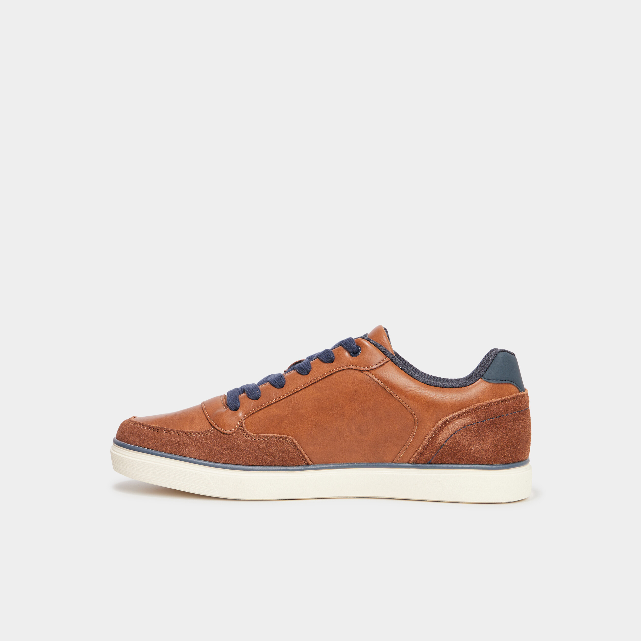 Tennis basses lacets en cuir Creeks marron homme La Halle