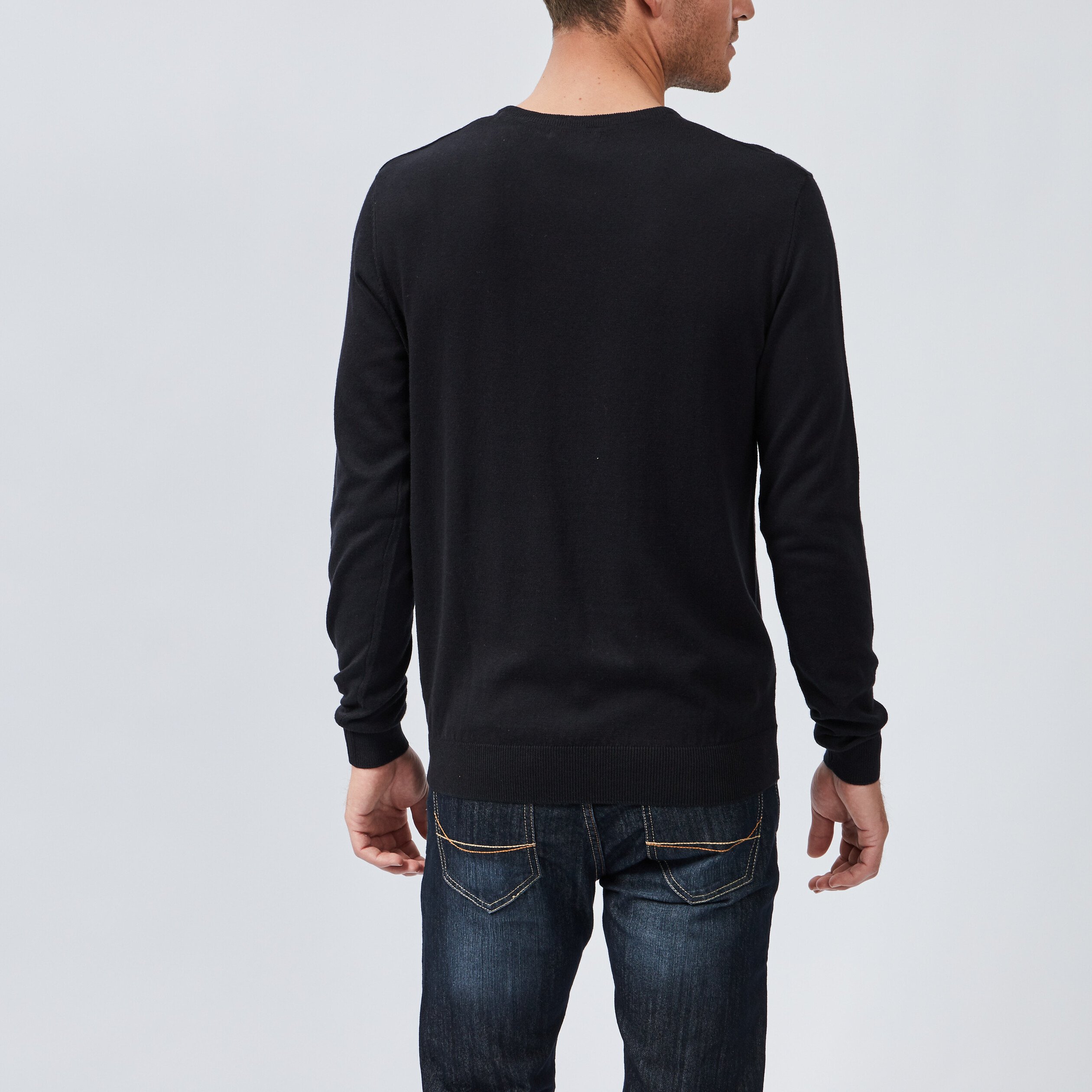 Pull avec col en V noir homme