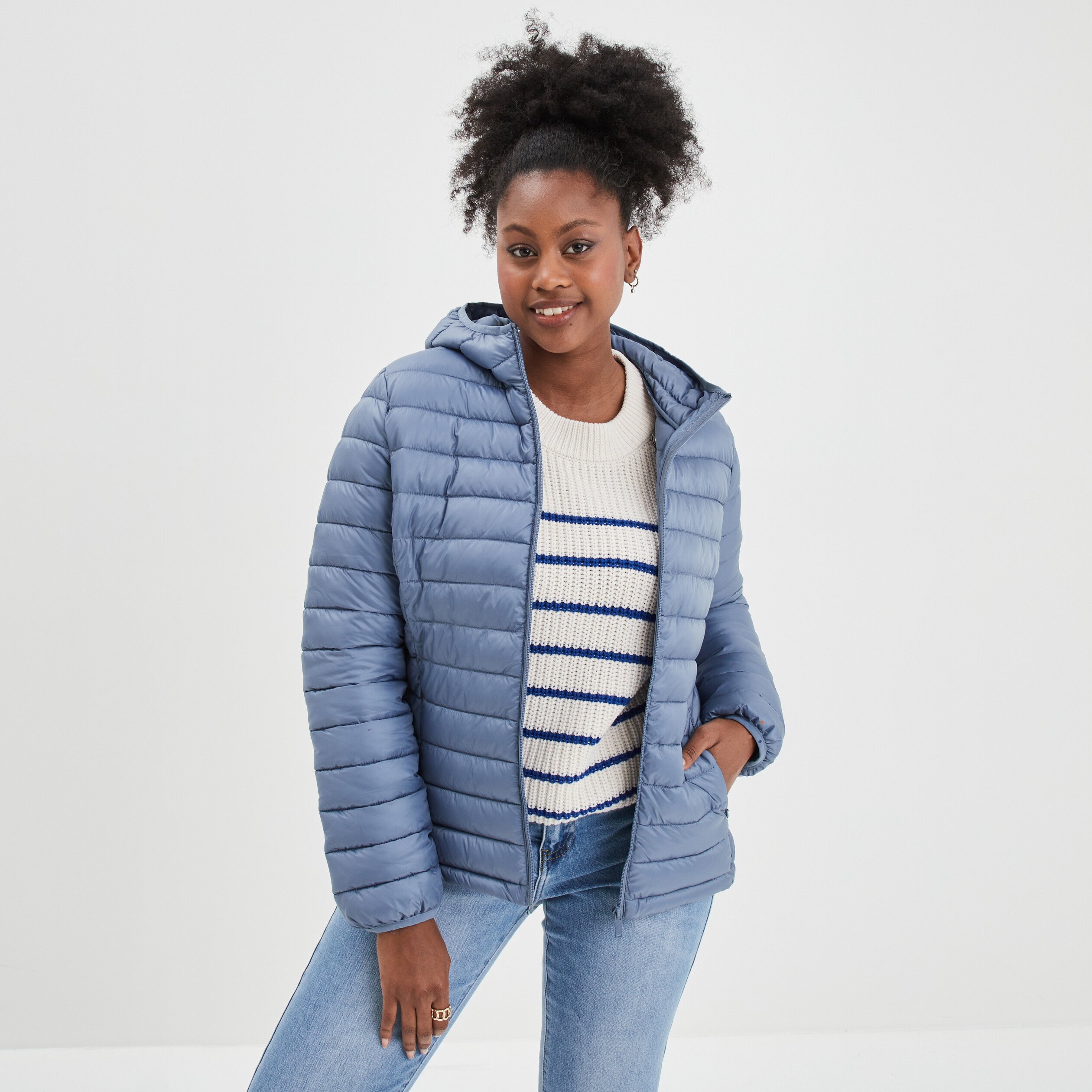 Manteau doudoune femme bleu marine best sale