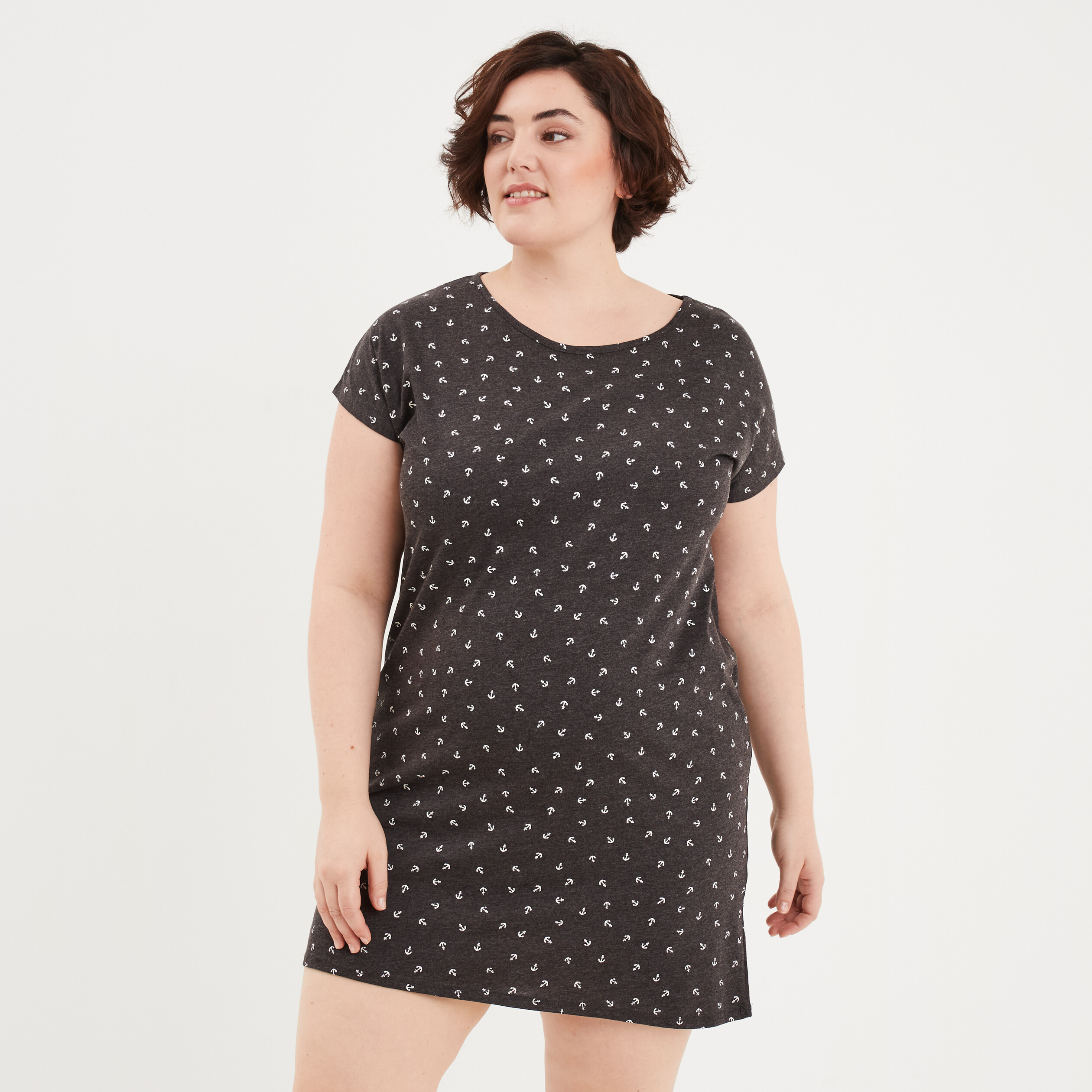 Chemise de nuit gris fonce femme grande taille La Halle