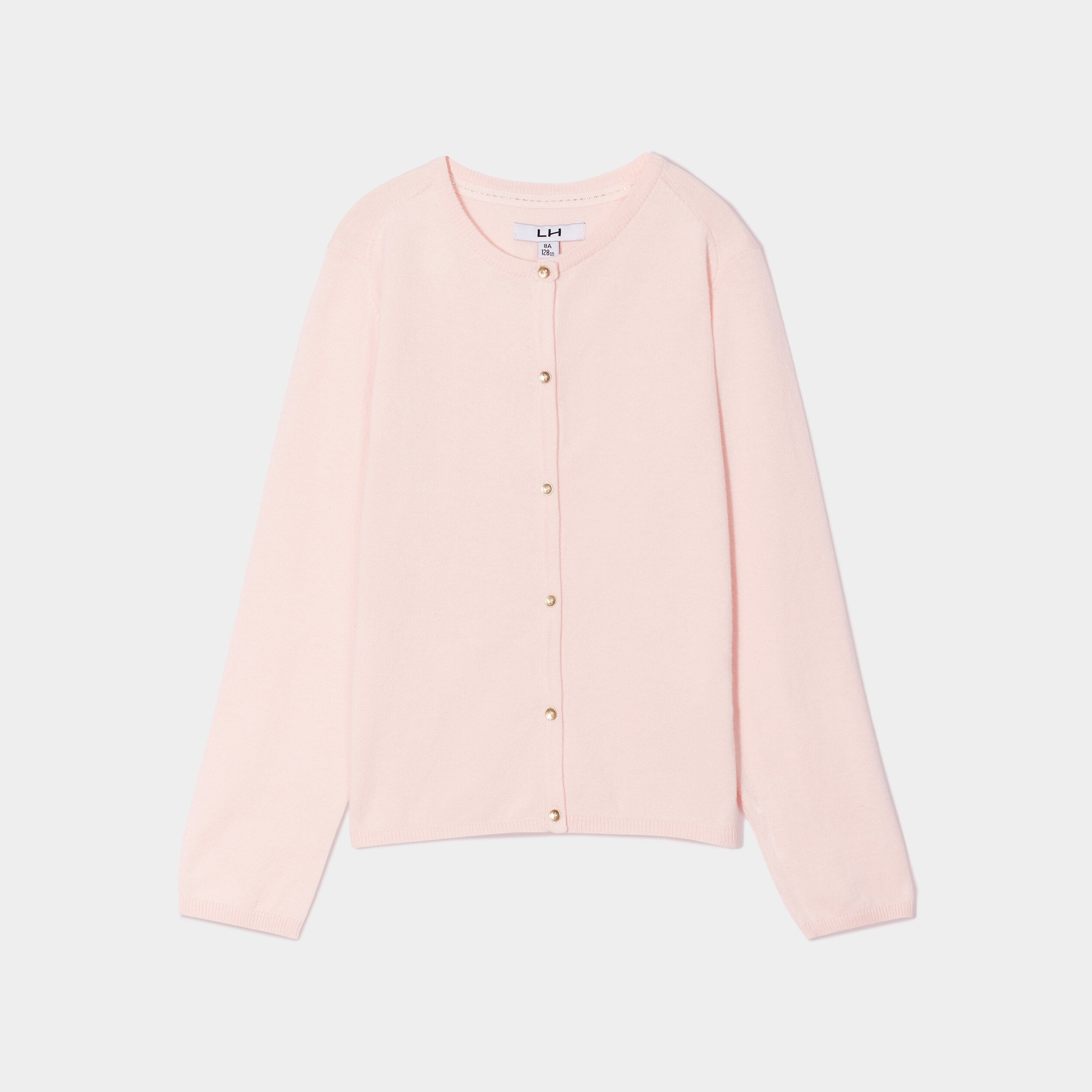 Gilet boutonne rose fille