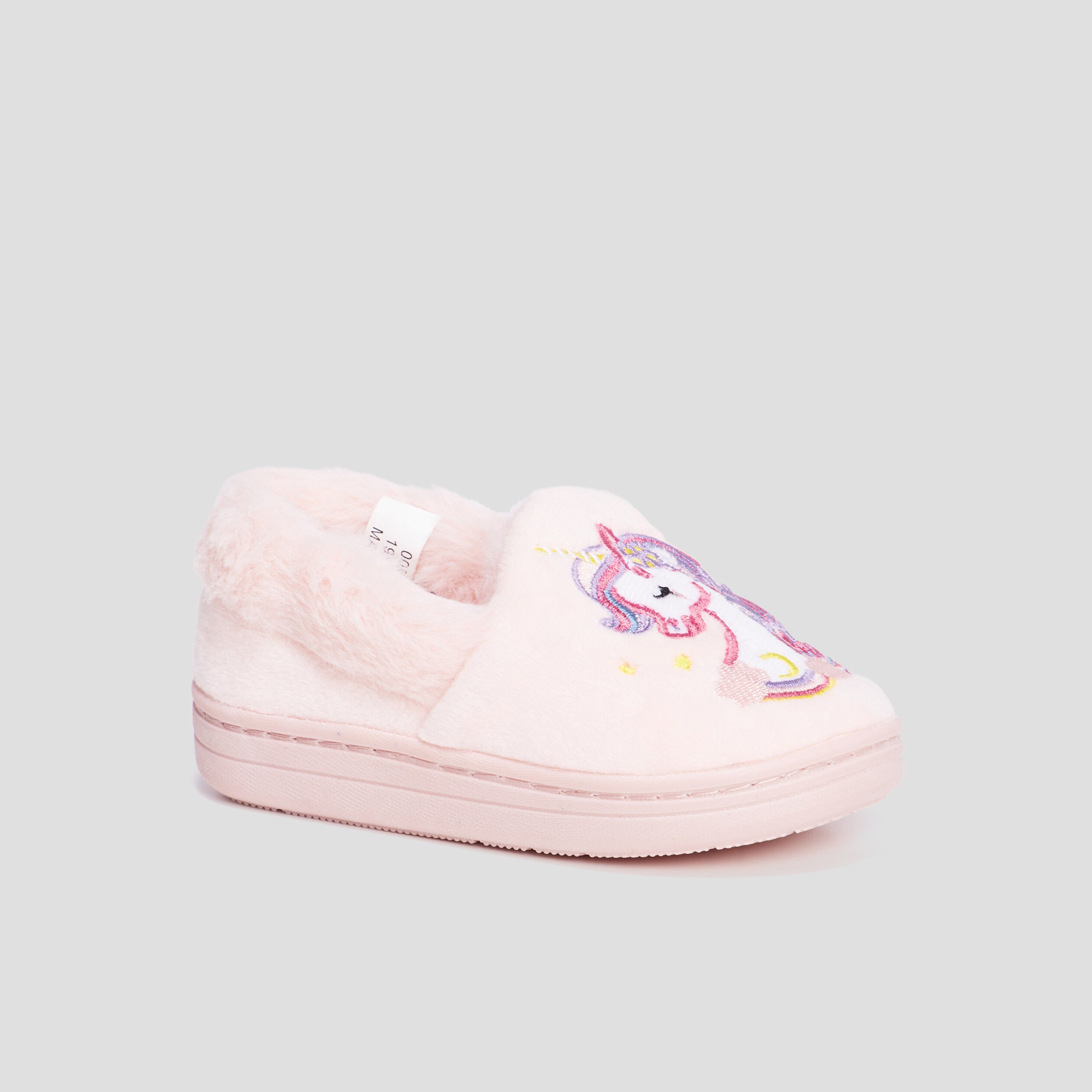 Chaussons fourres avec print Licorne rose fille