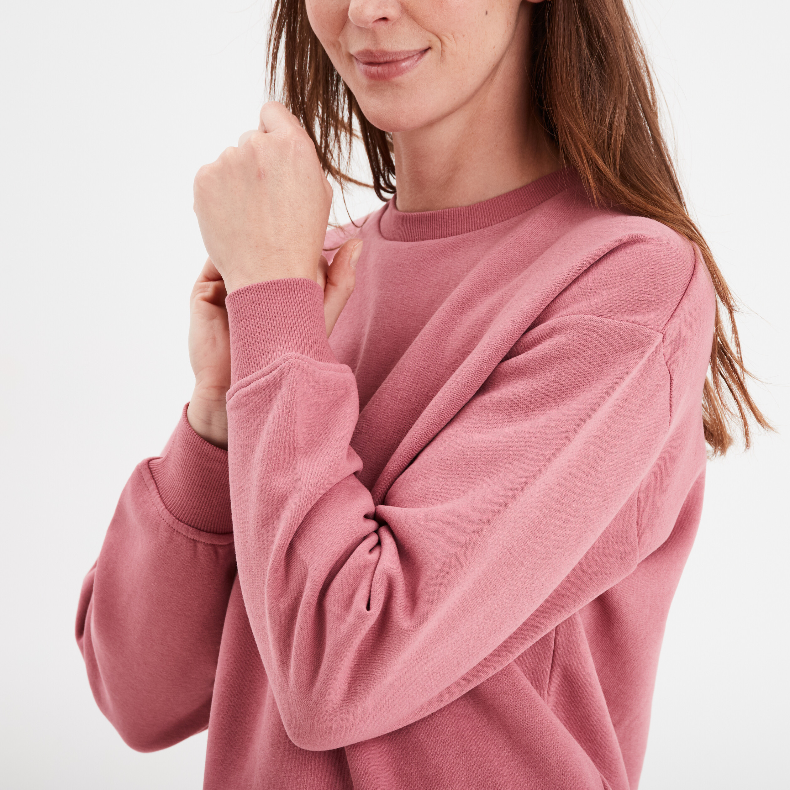 Sweat col rond manches longues vieux rose femme La Halle