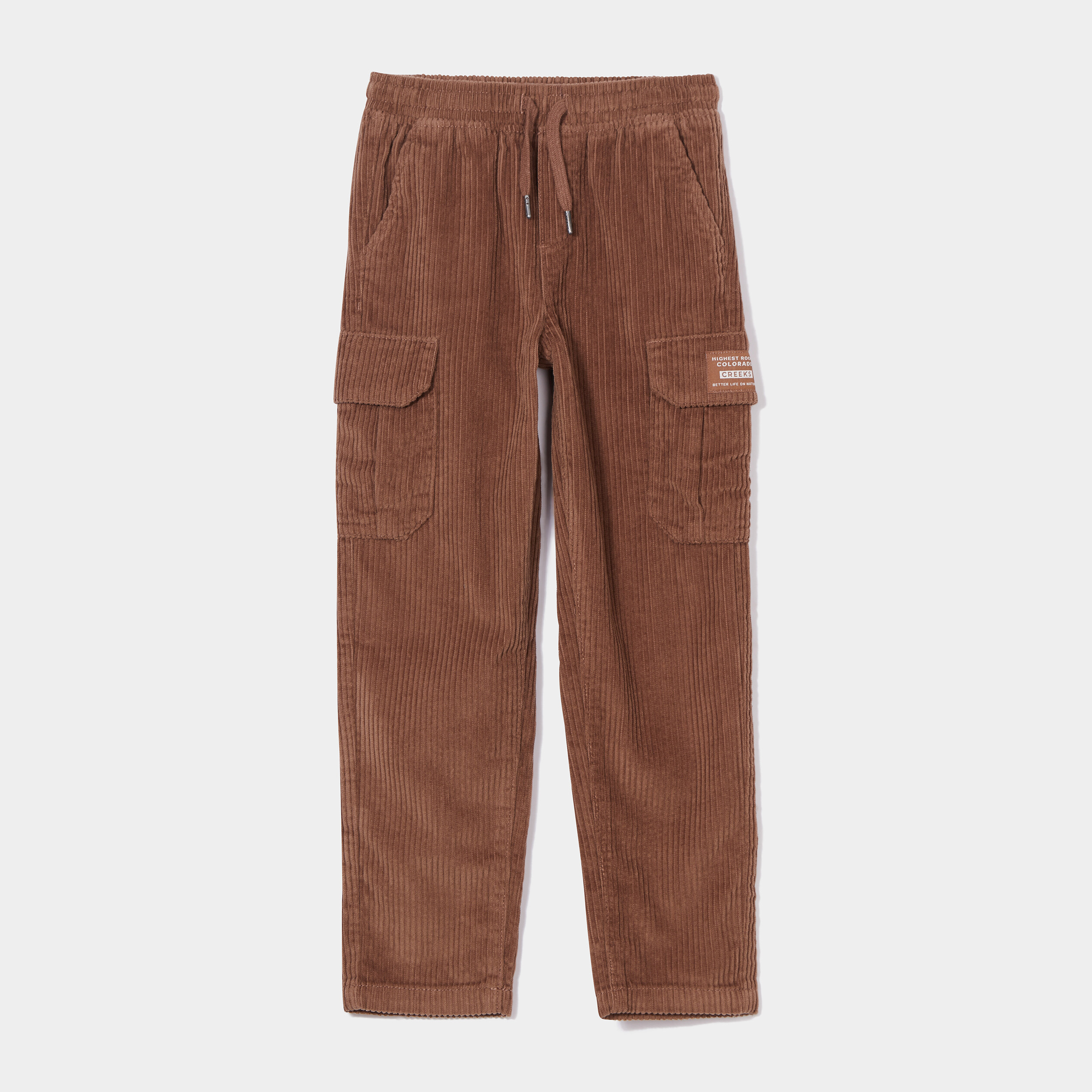 Pantalon cargo velours côtelé coton marron garçon