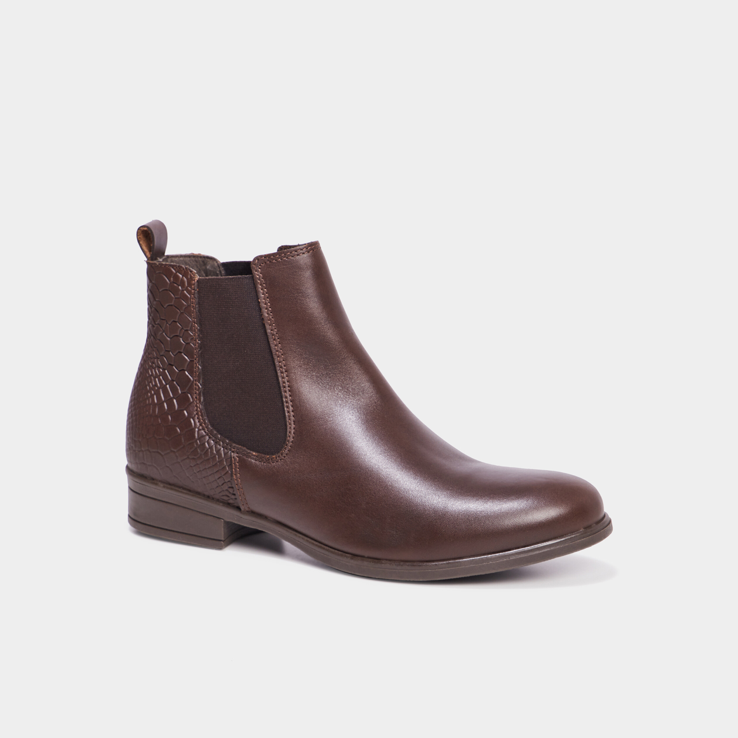 Bottines elastiquees plates marron femme