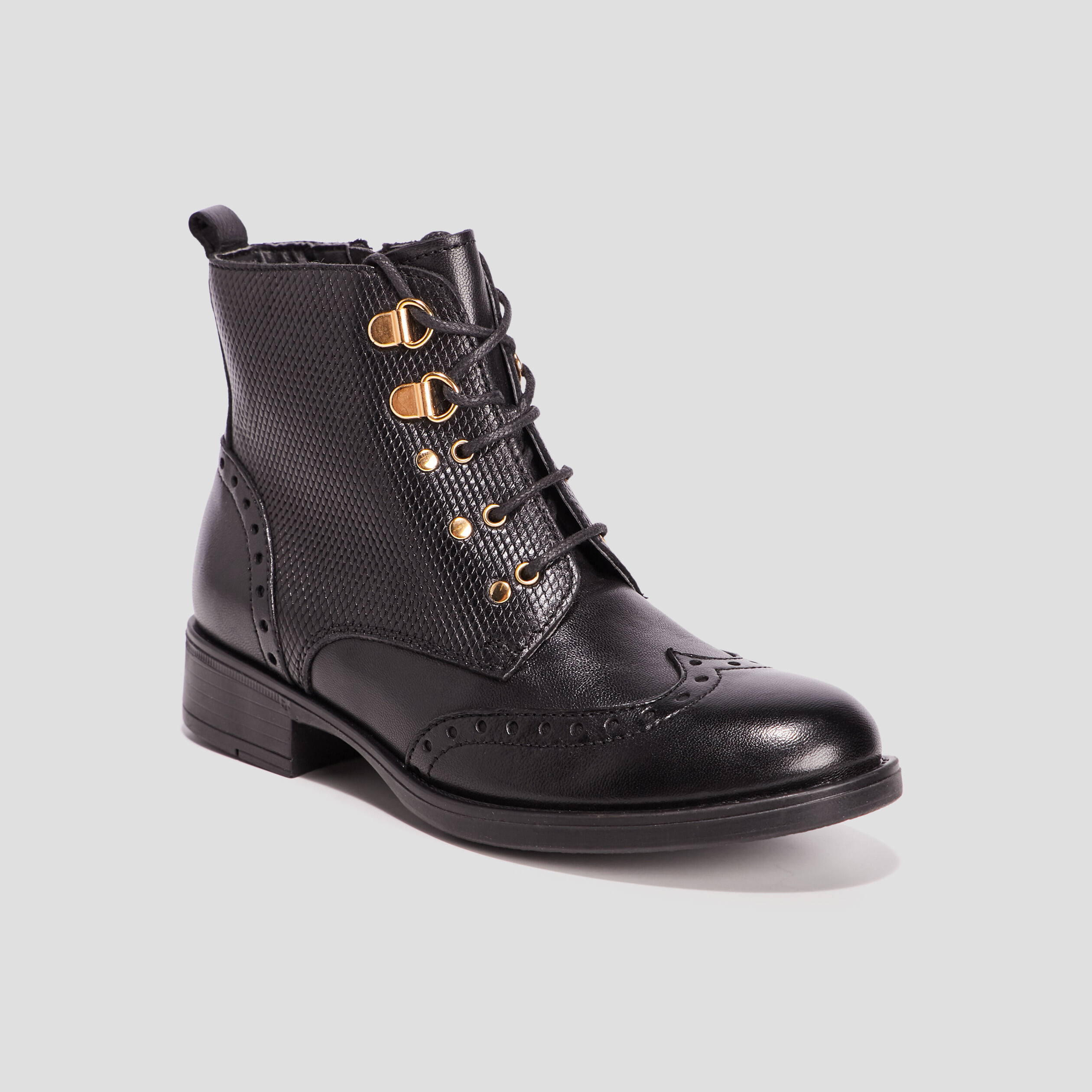 Bottines en cuir noir fille La Halle