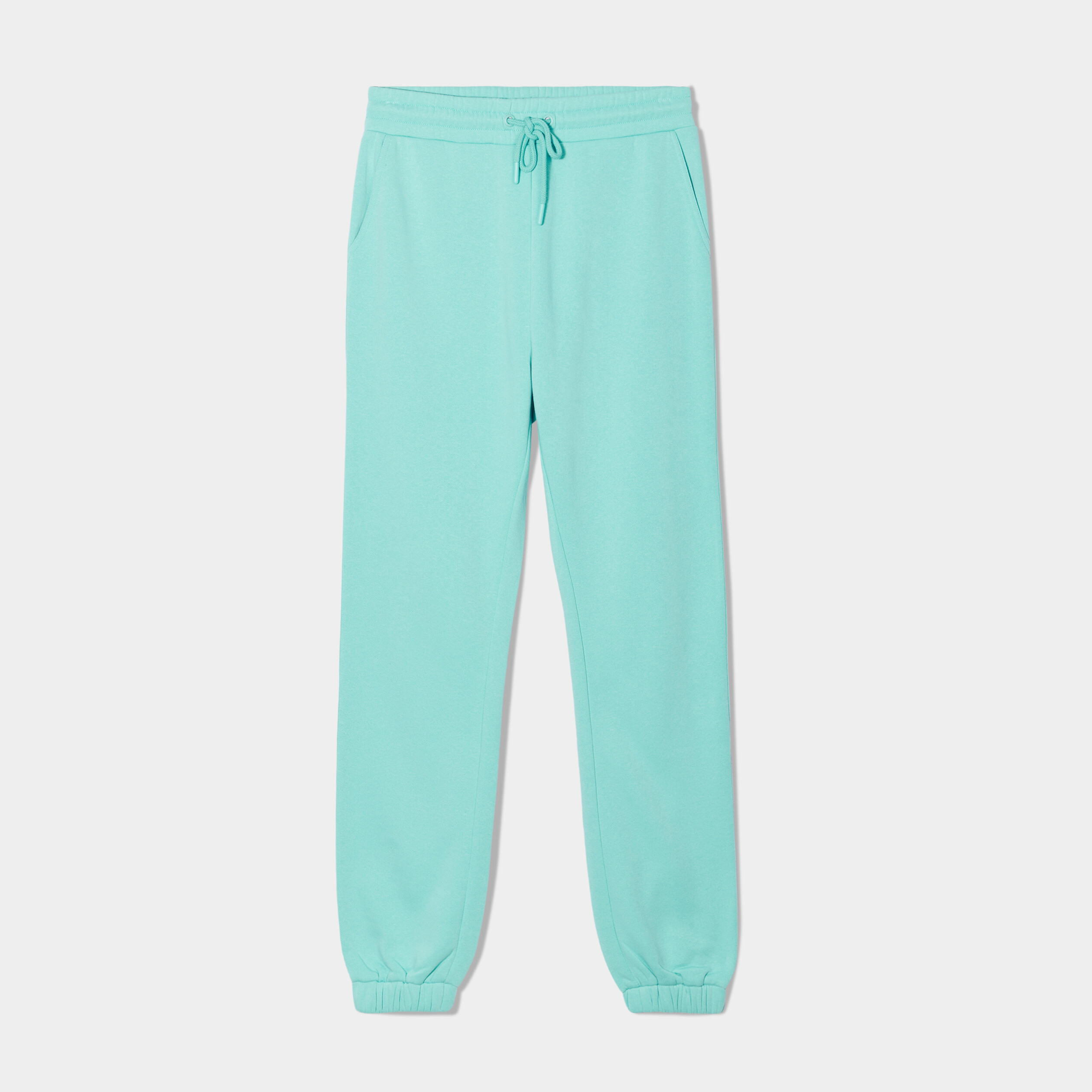 Pantalon jogging droit molleton bleu turquoise femme