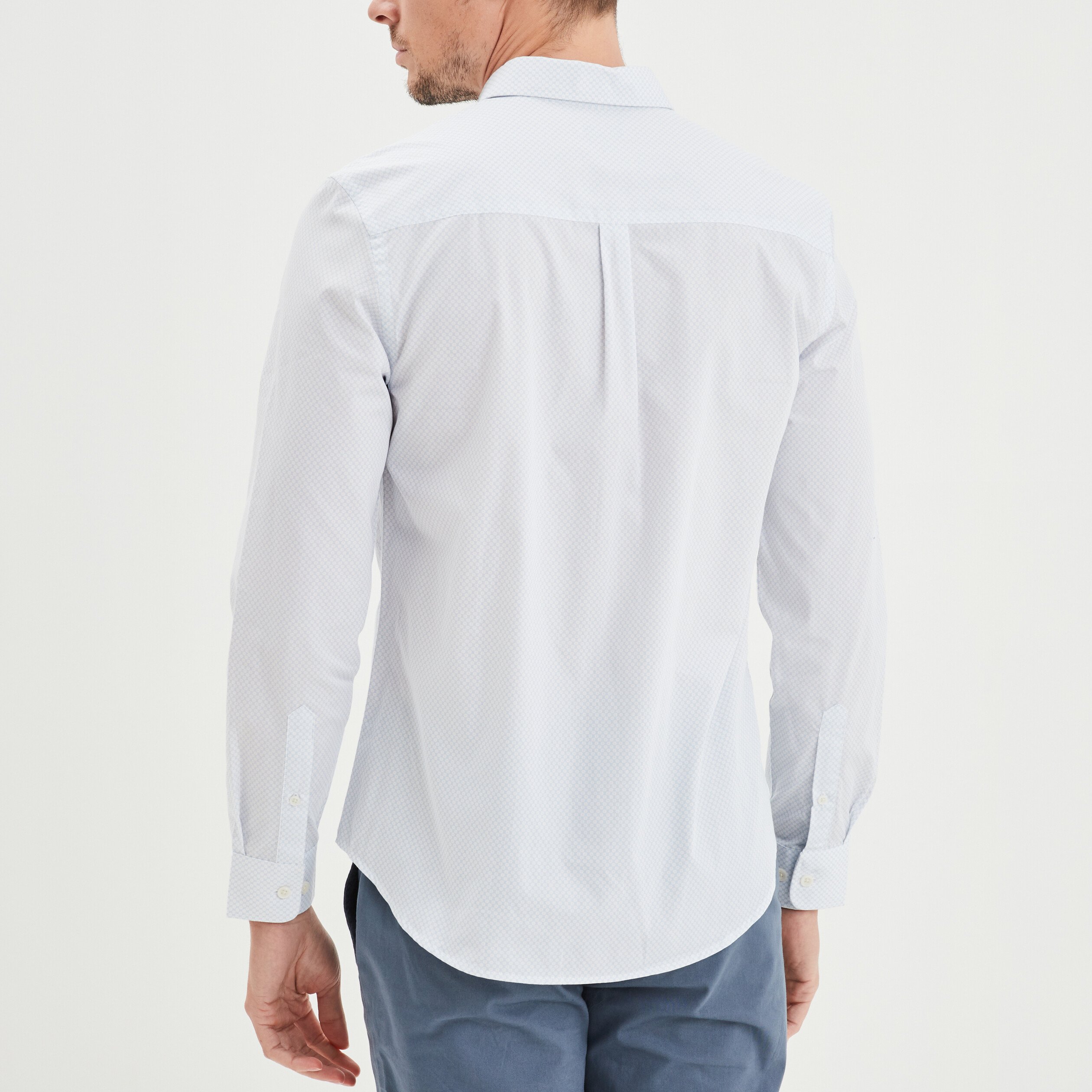 Chemise droite imprim e manches longues blanc homme La Halle