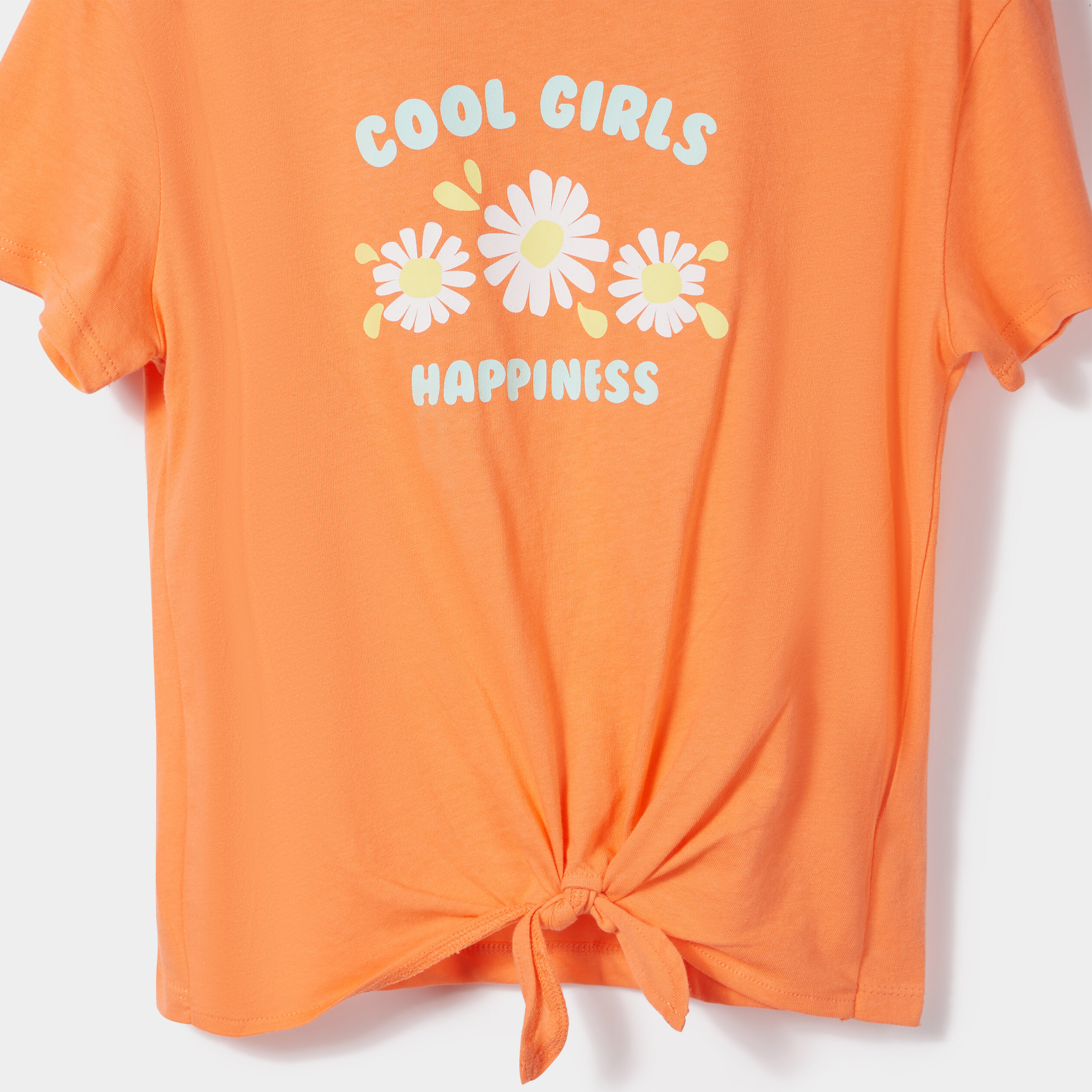 T shirt manches courtes nou orange corail fille