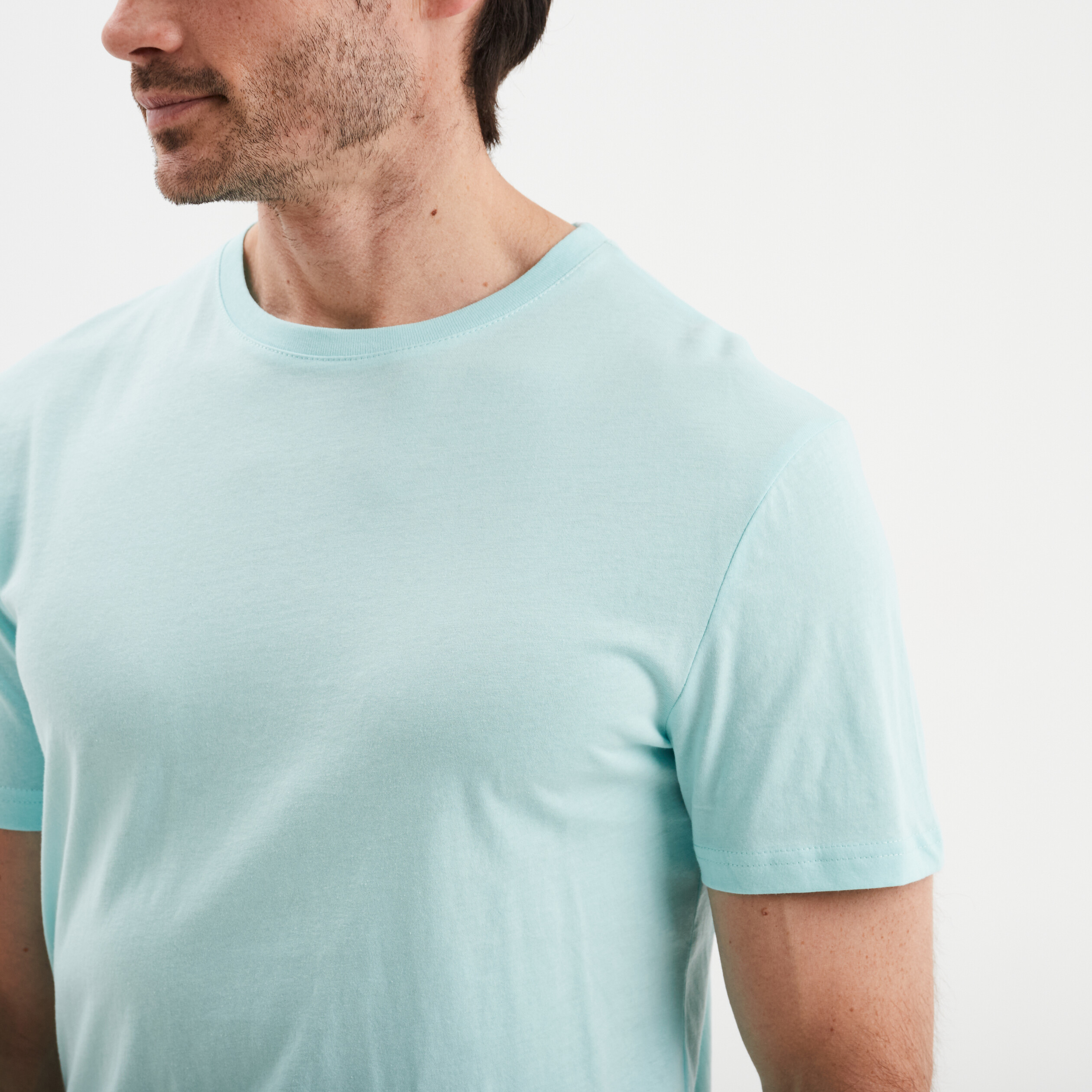 T shirt en coton manches courtes bleu turquoise homme