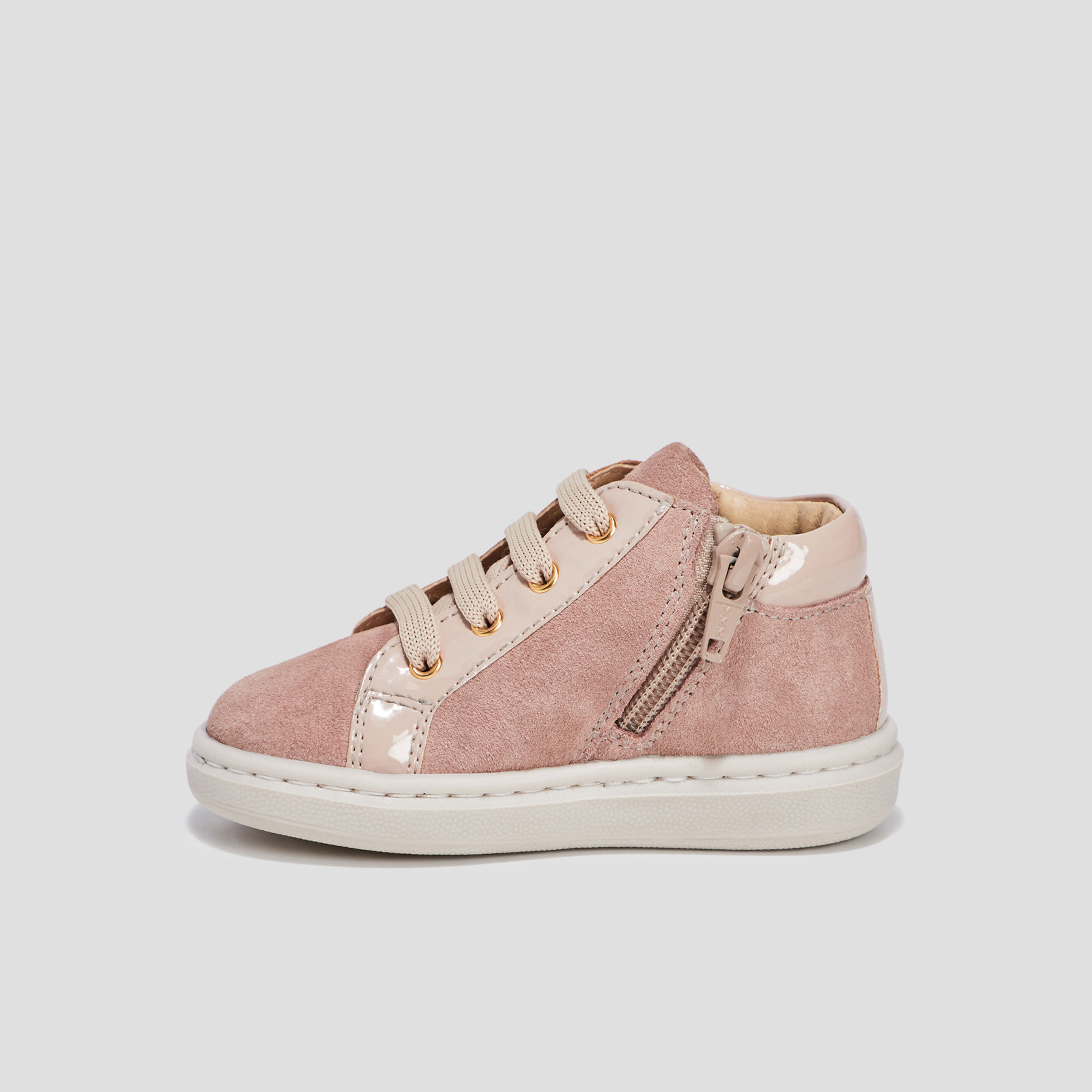 Baskets montantes en cuir rose b b fille La Halle