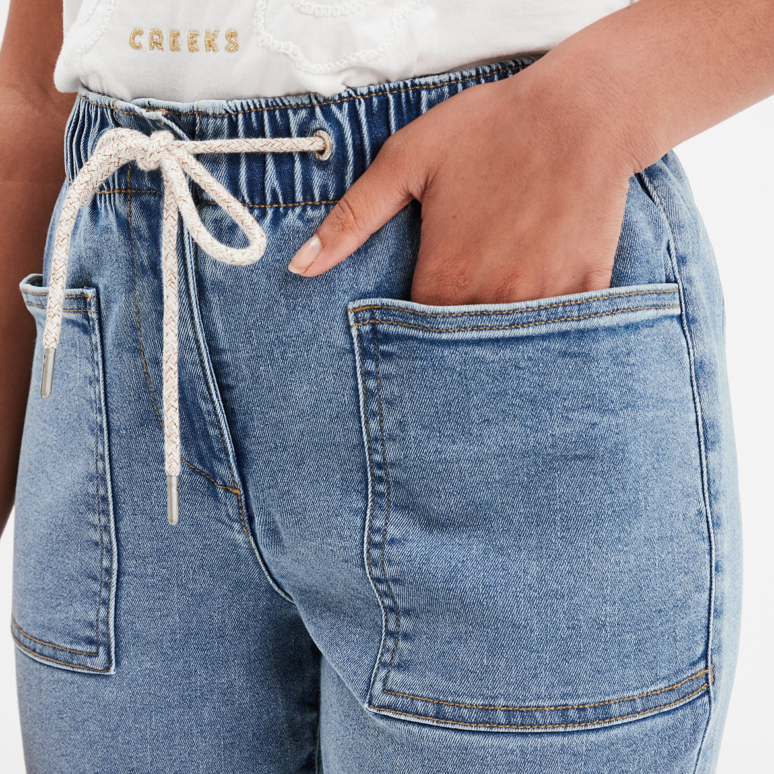 Jeans taille fashion élastique femme