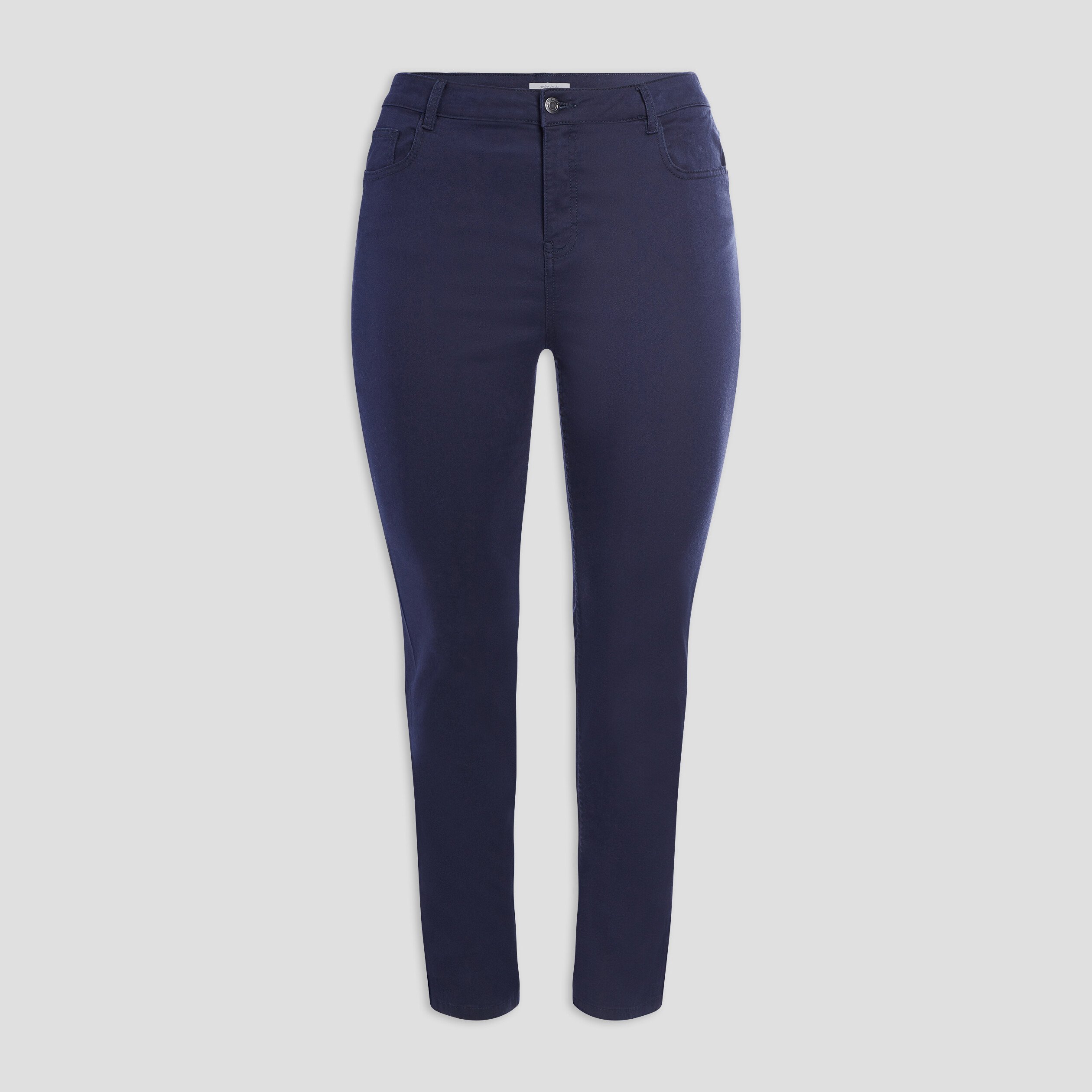 Pantalon slim taille haute et elastiquee bleu marine femme grande taille