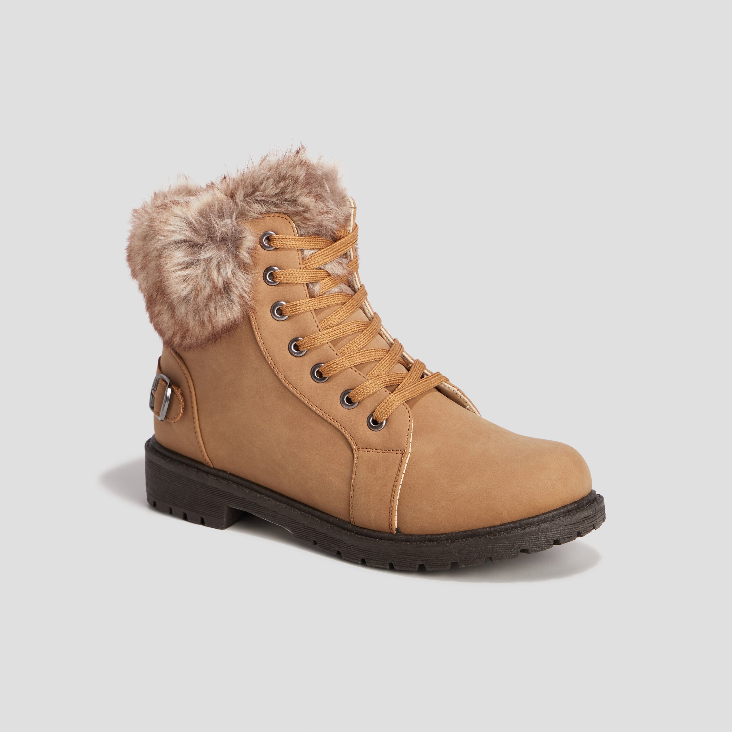 Bottines avec fausse fourrure sable femme