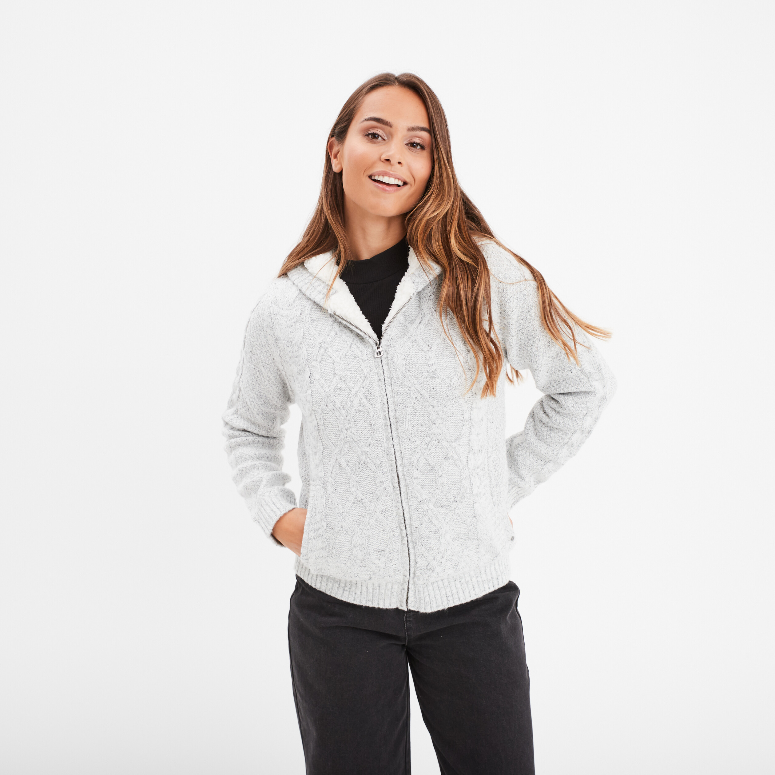 Sweat zippé sherpa femme sale