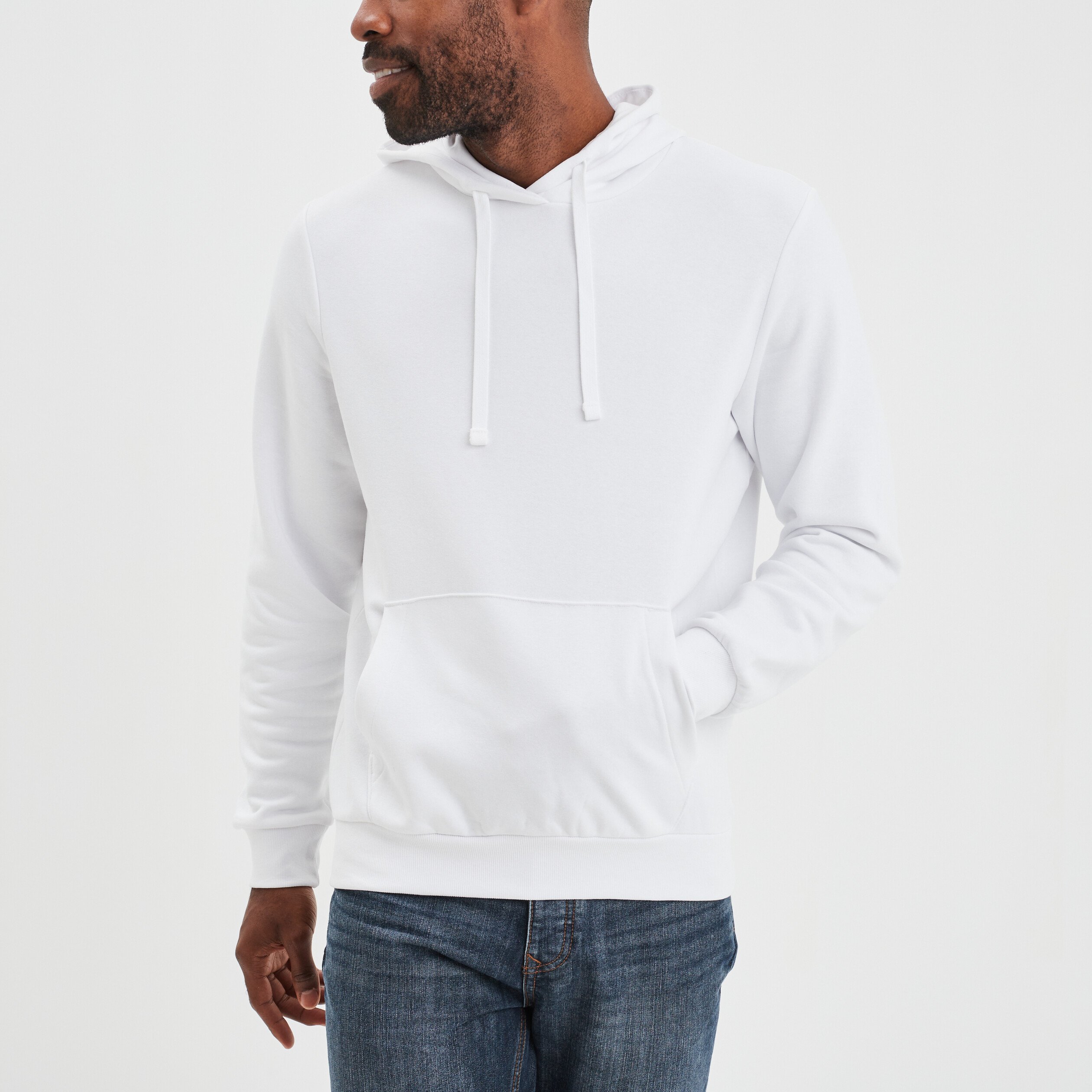 Sweat molleton a capuche hoodie blanc homme