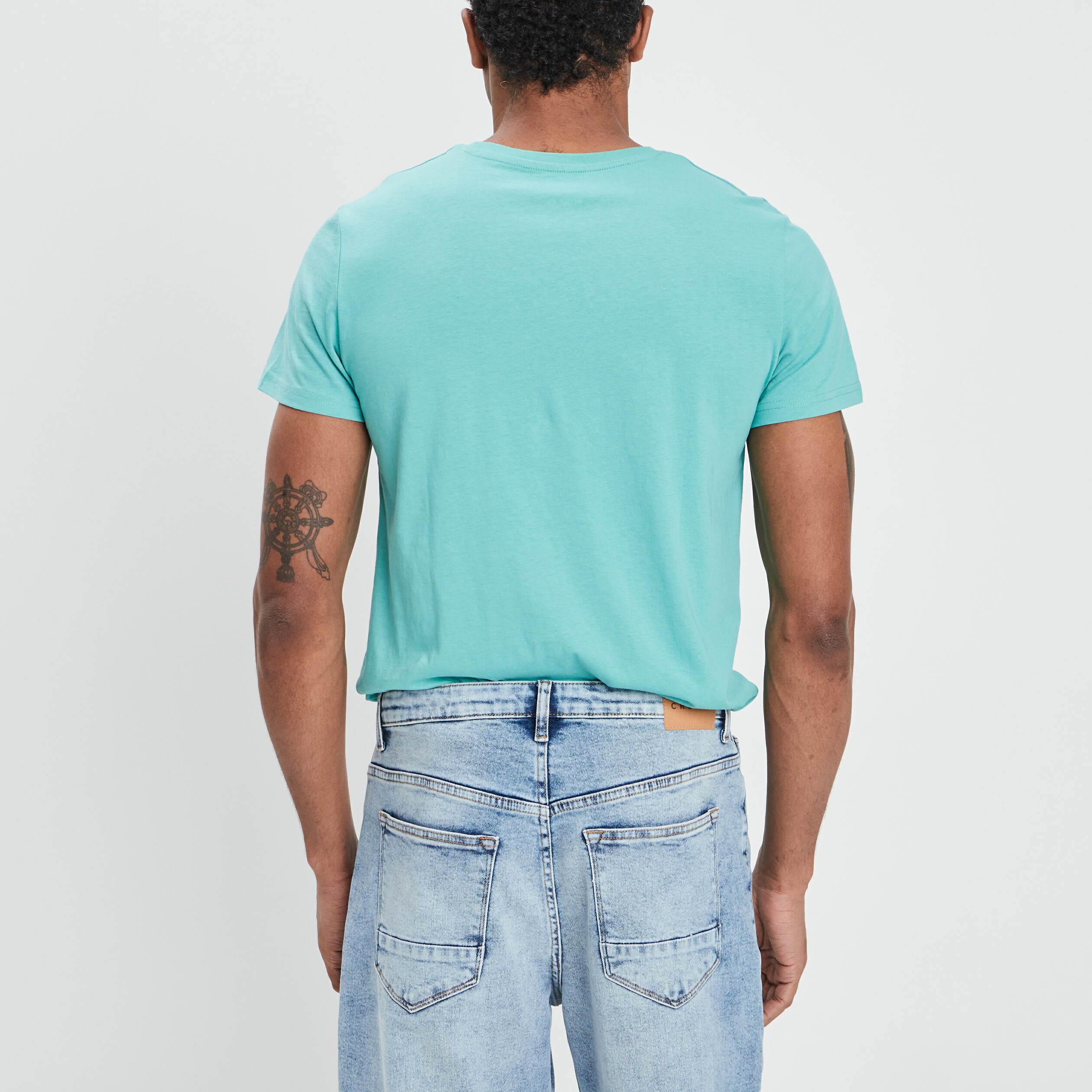 T-shirt en lin naturel pour Homme - couleur vert turquoise