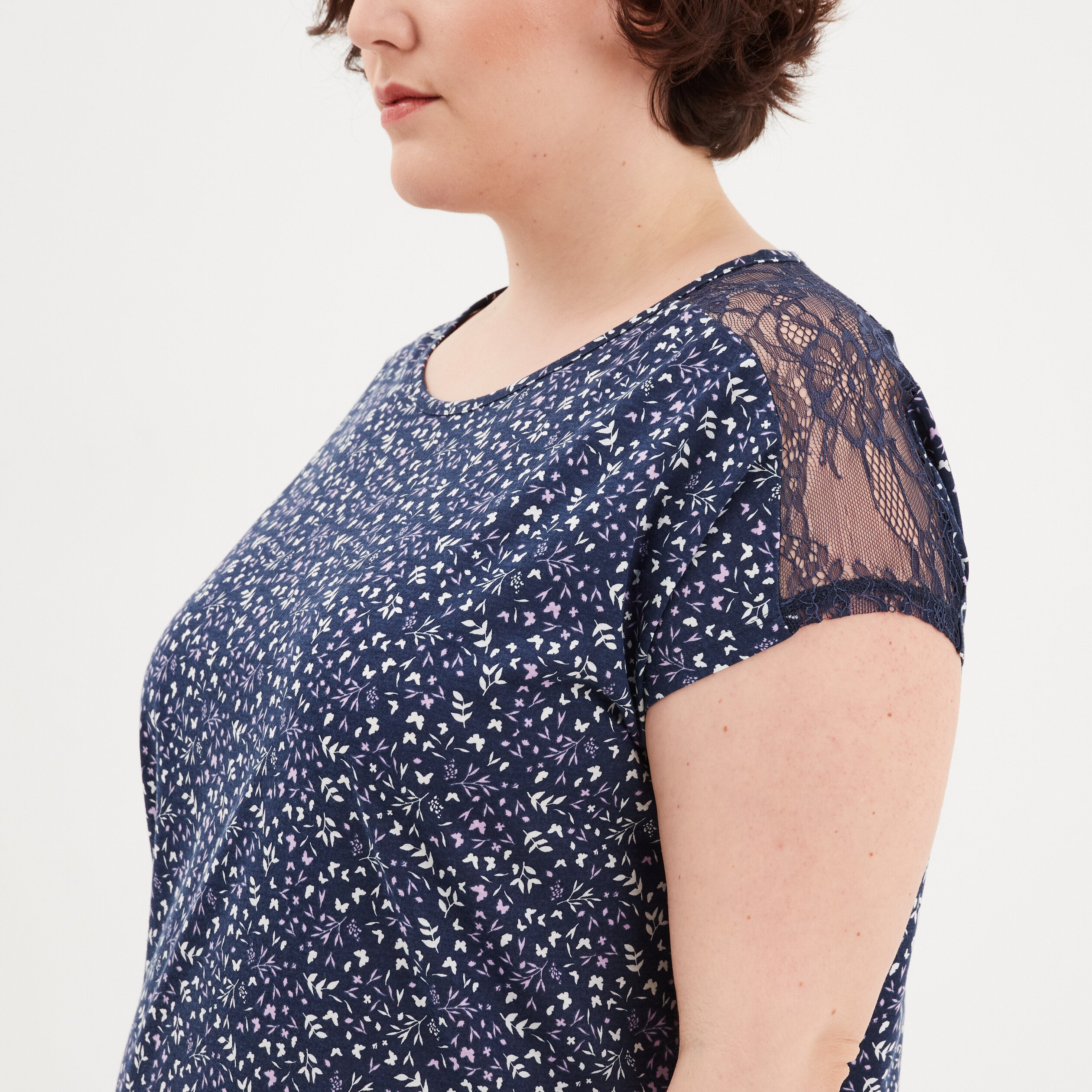 Chemise de nuit grande taille parme femme grande taille La Halle