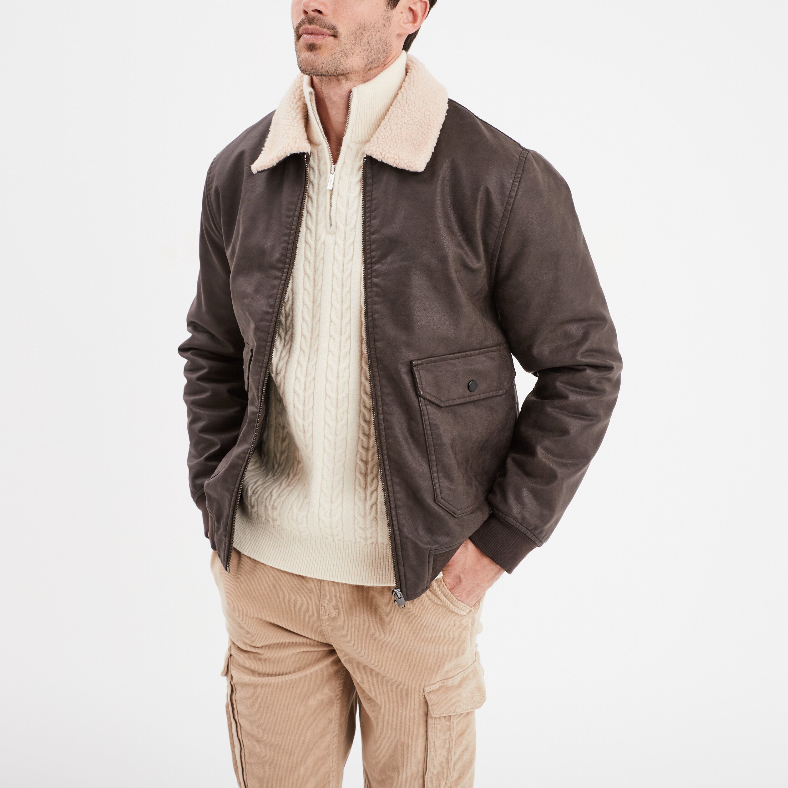 Blouson cuir creeks fashion homme