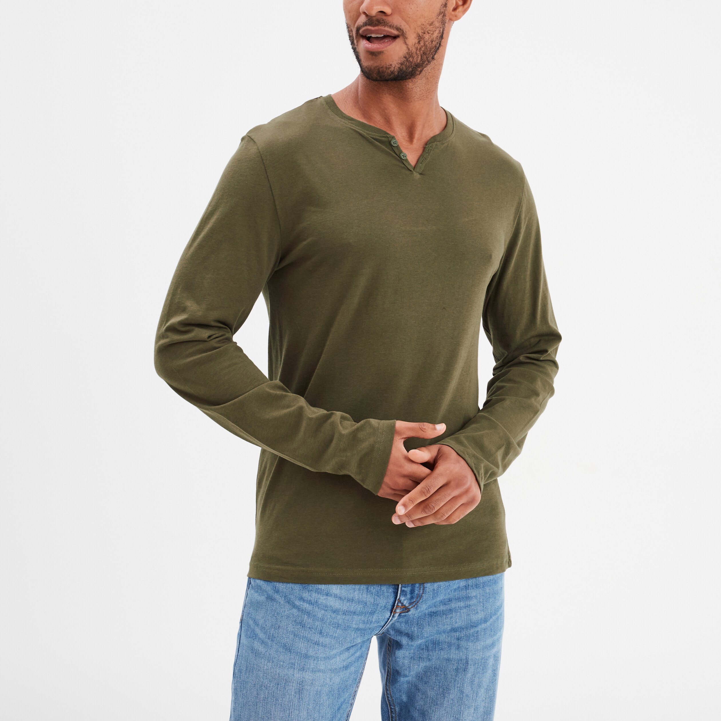 Tee shirt manche longue vert homme online