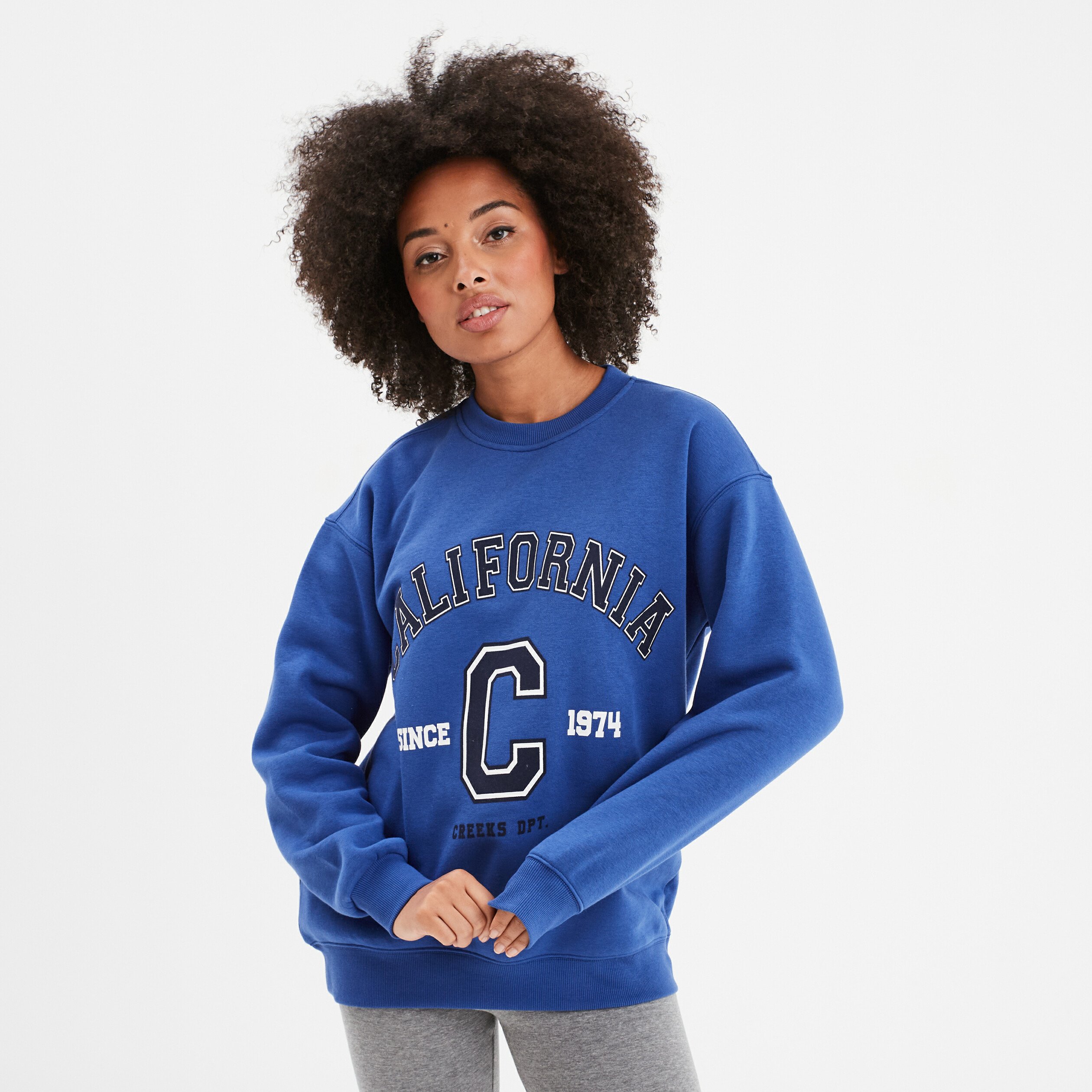 Sweat fashion bleu electrique femme