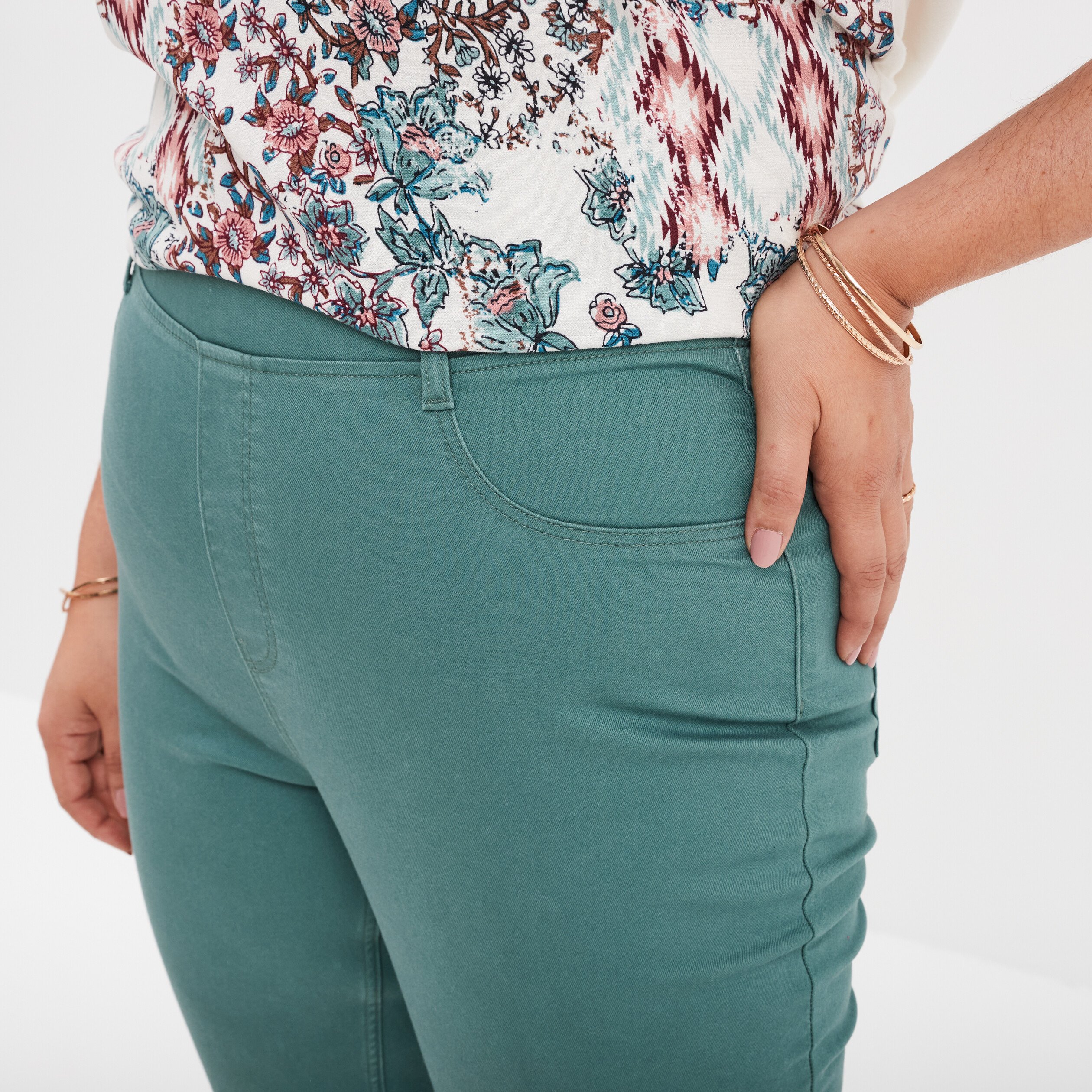 Jegging taille elastiquee grande taille vert fonce femme grande taille