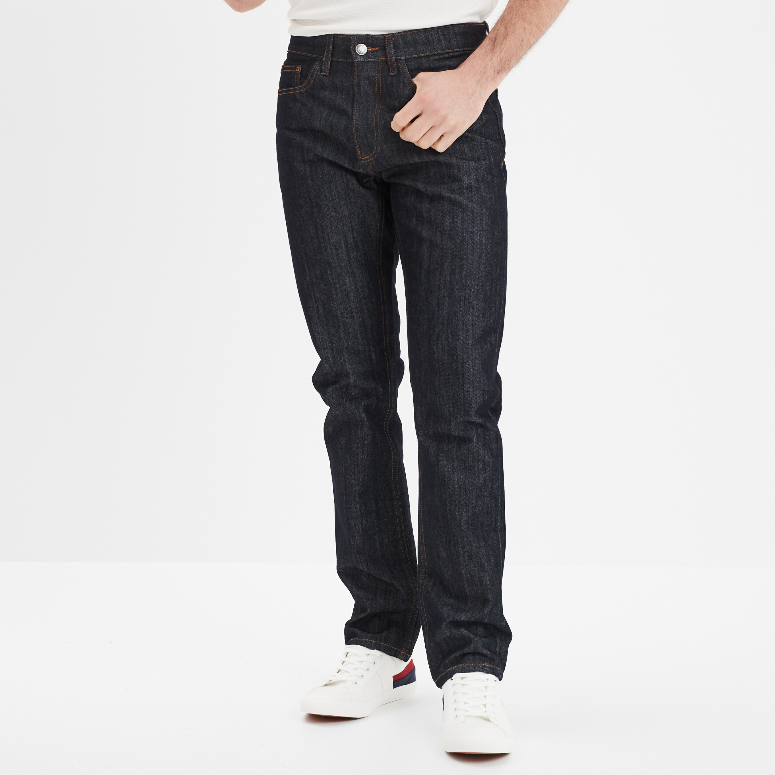 Jeans straight denim 5 poches denim brut homme La Halle