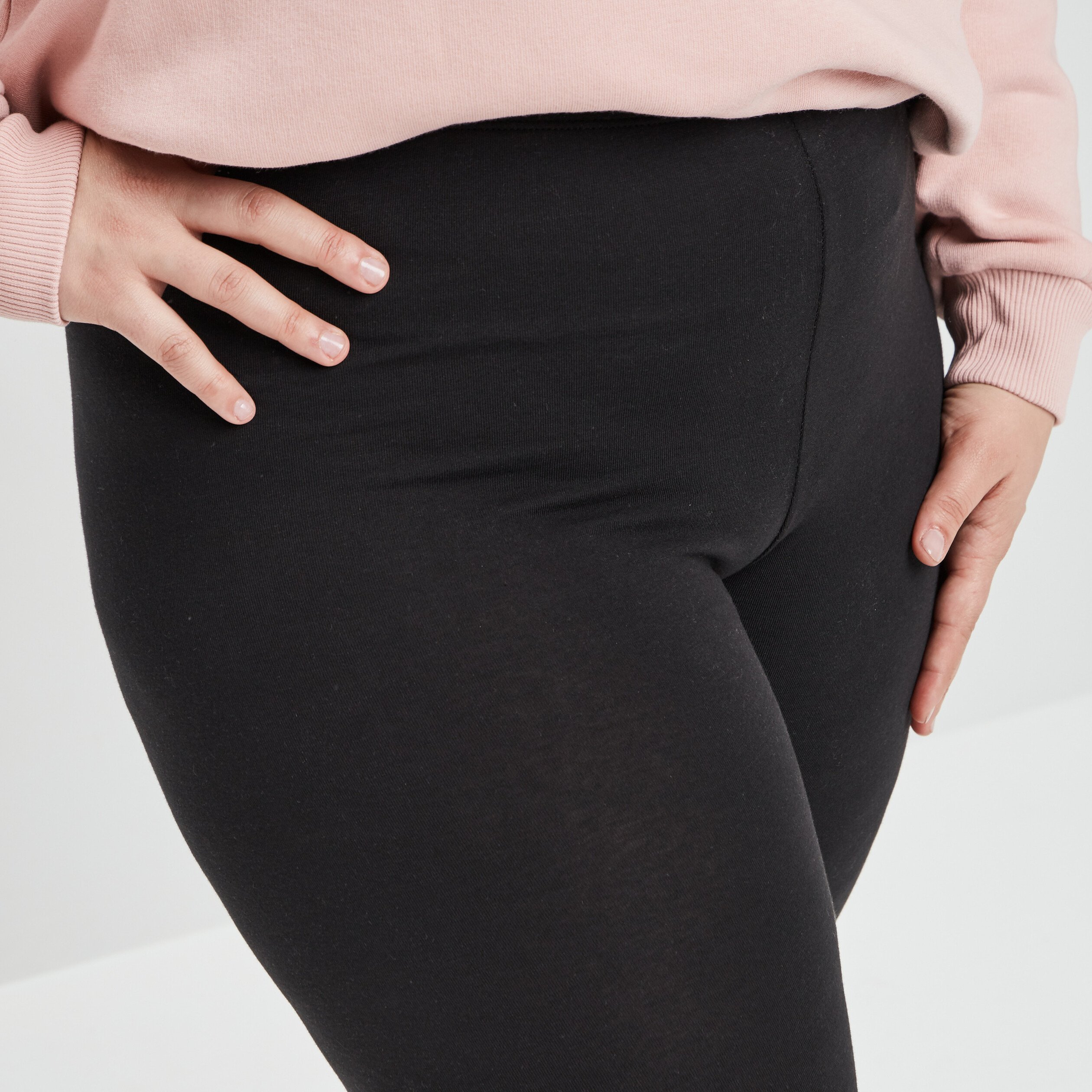 Legging court cycliste coton noir femme grande taille