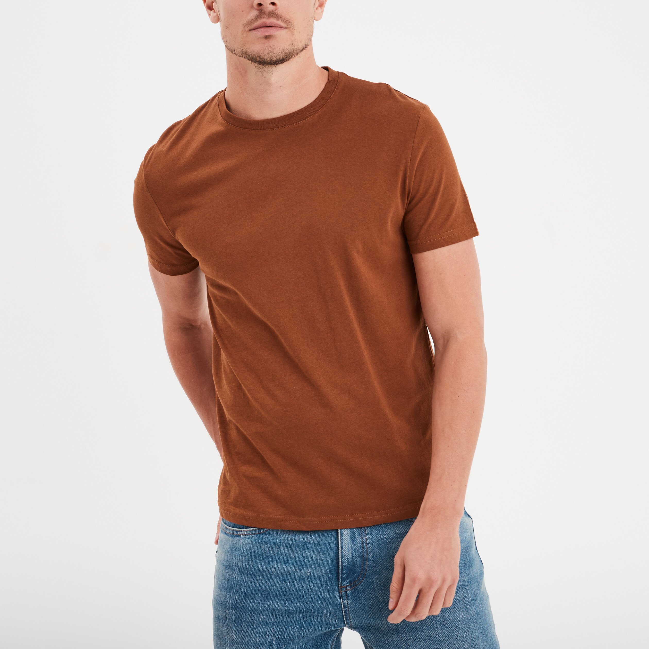 Tee shirt homme marron on sale