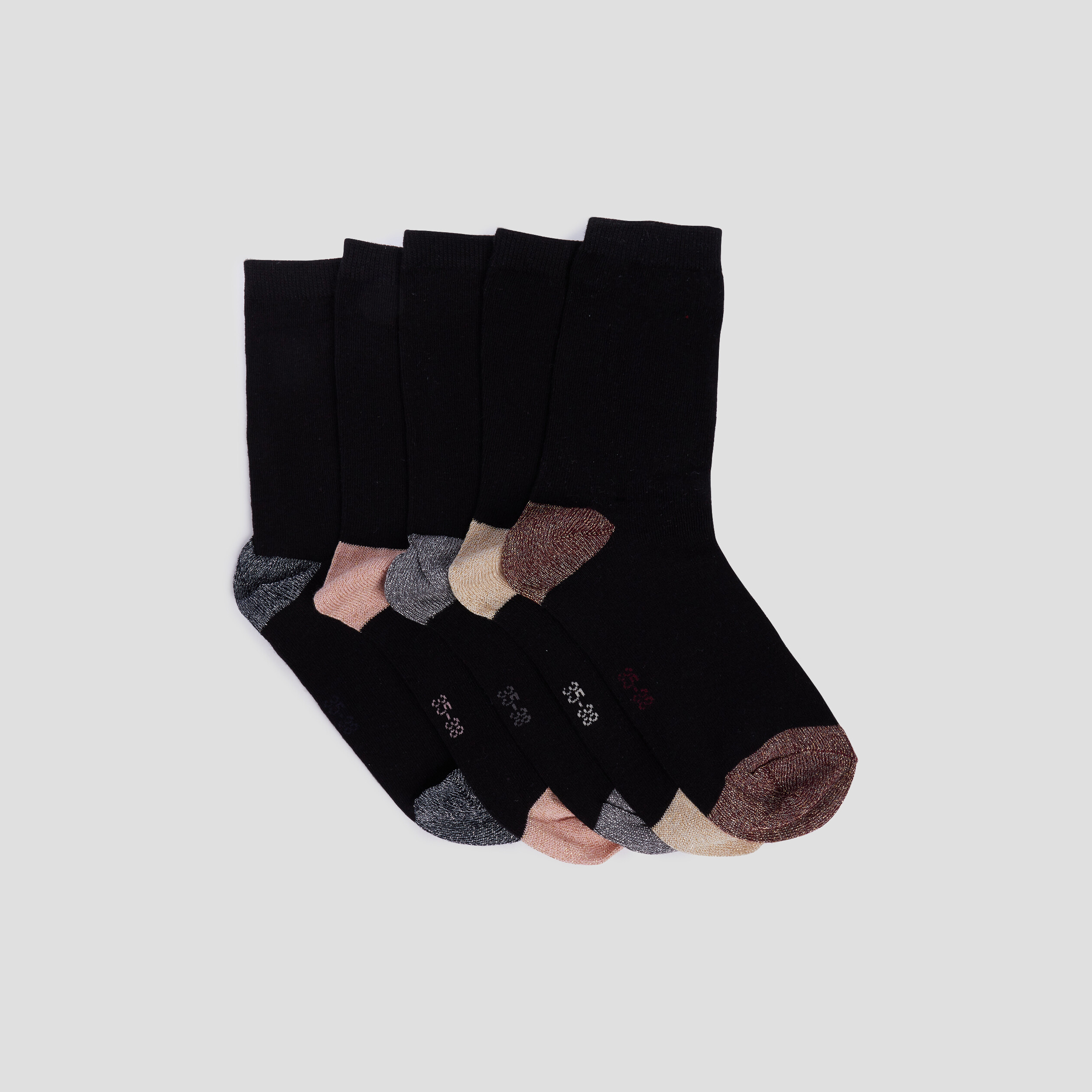 Lot de 5 paires de chaussettes unies noir mixte