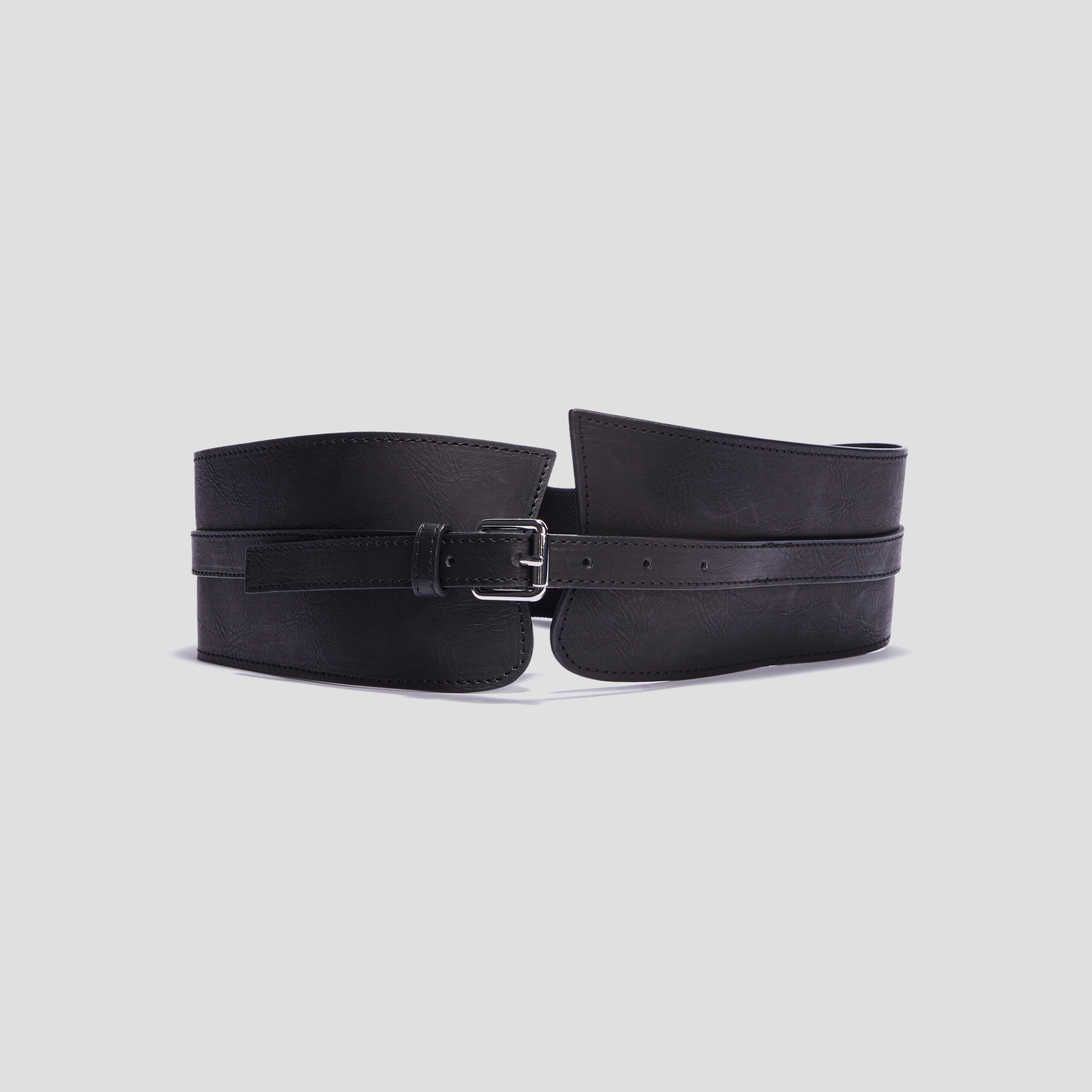 Ceinture large avec boucle noir mixte