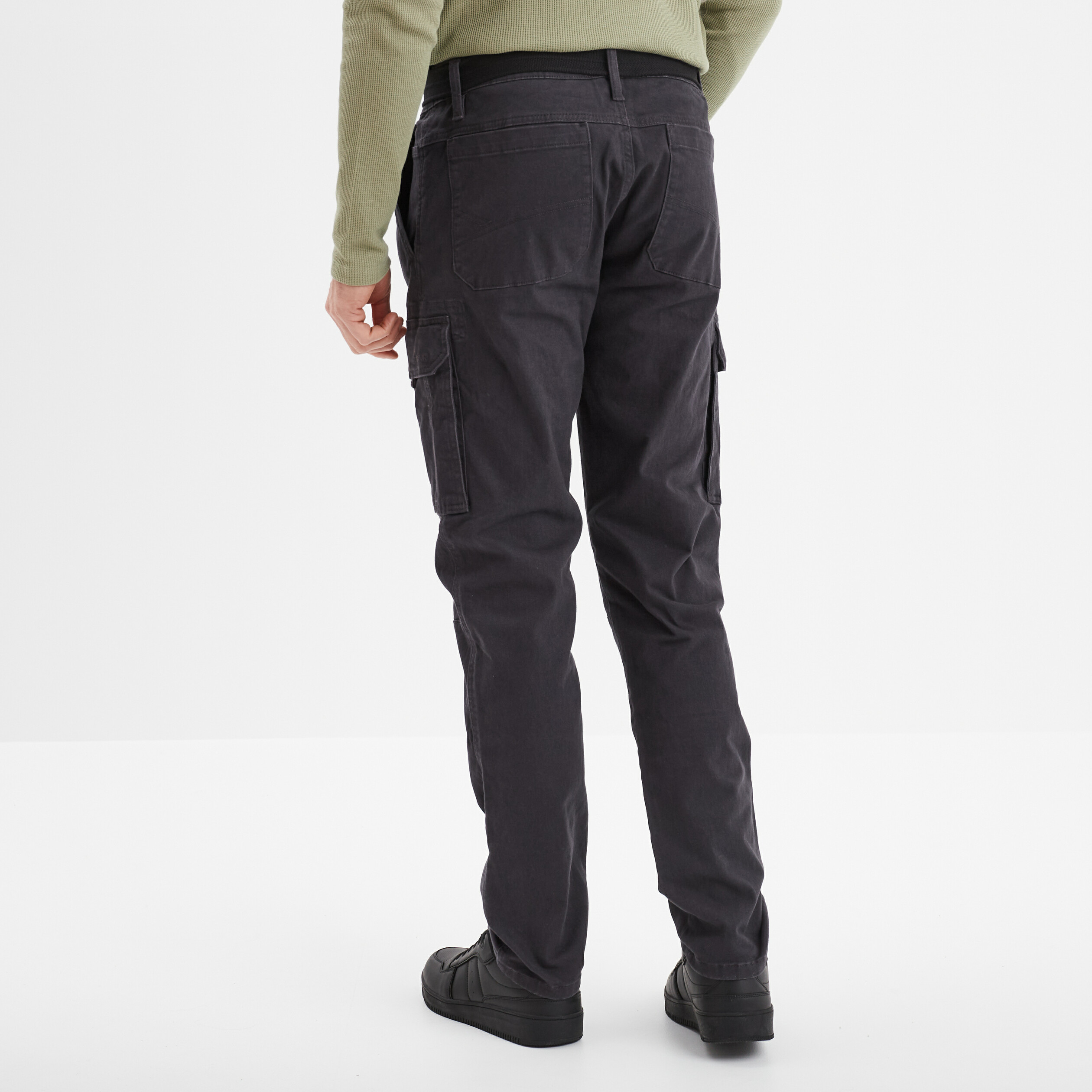 Pantalon cargo ceintur Trappeur gris fonc homme