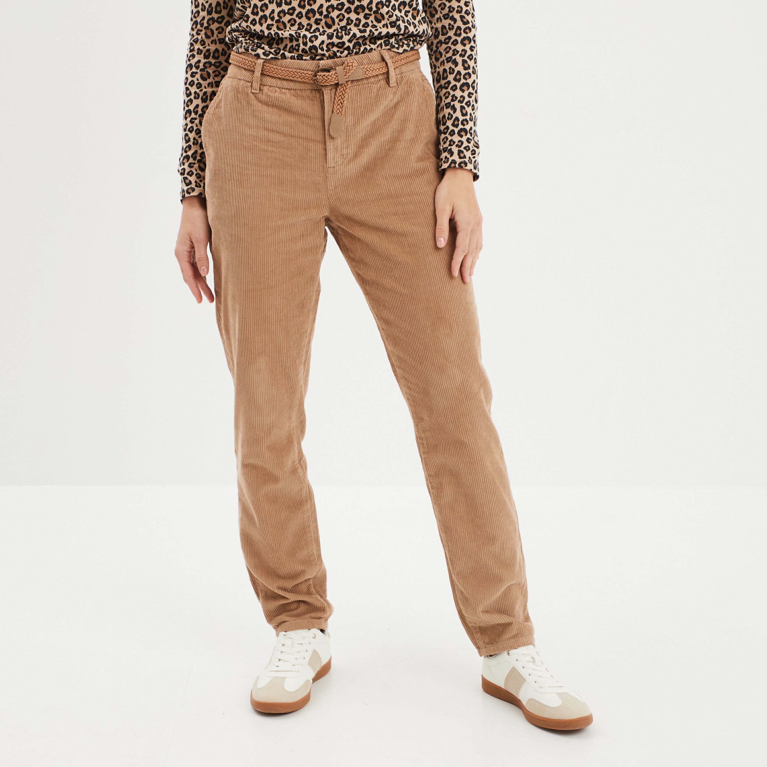 Pantalon velours femme beige best sale