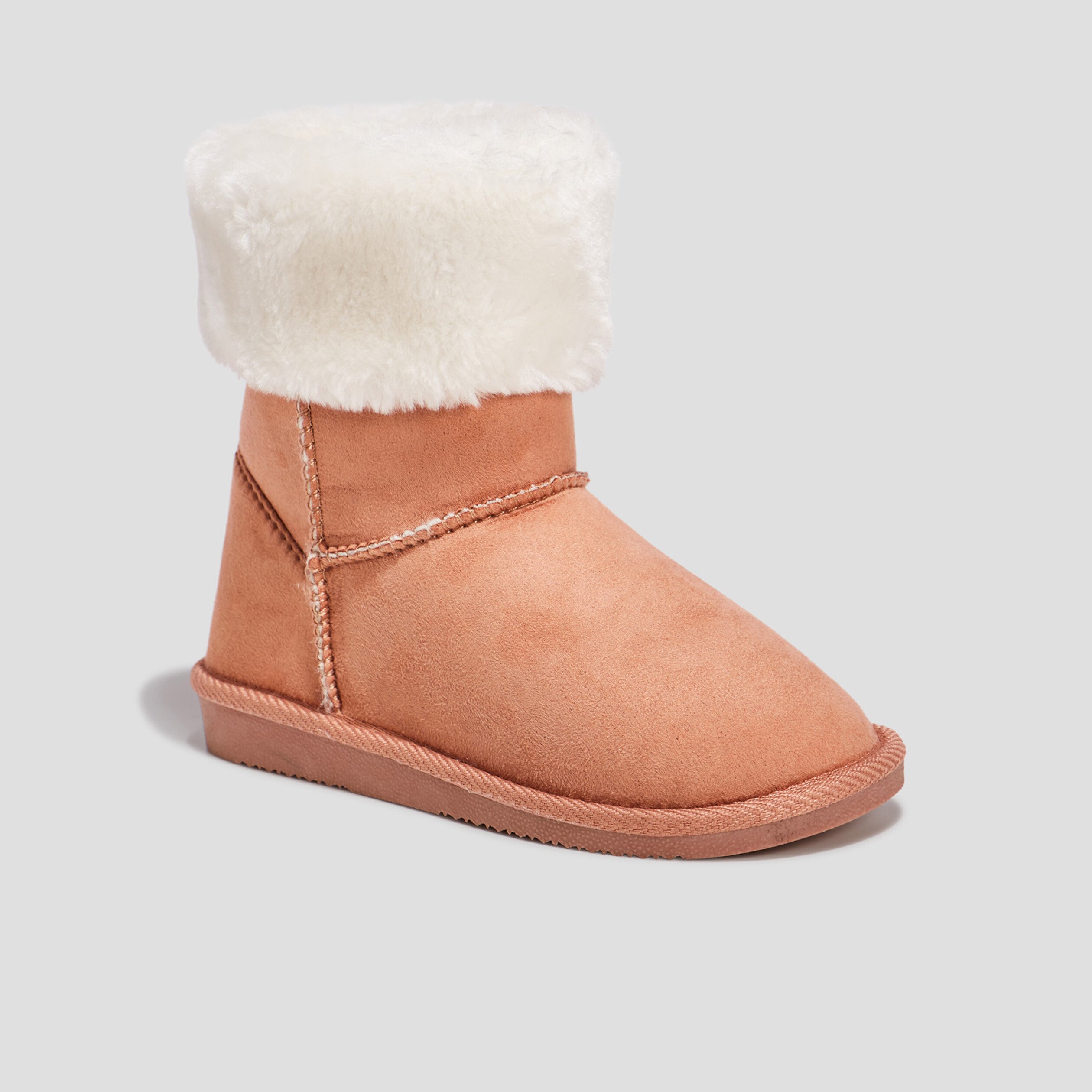 Bottines bout rond fourrees camel fille