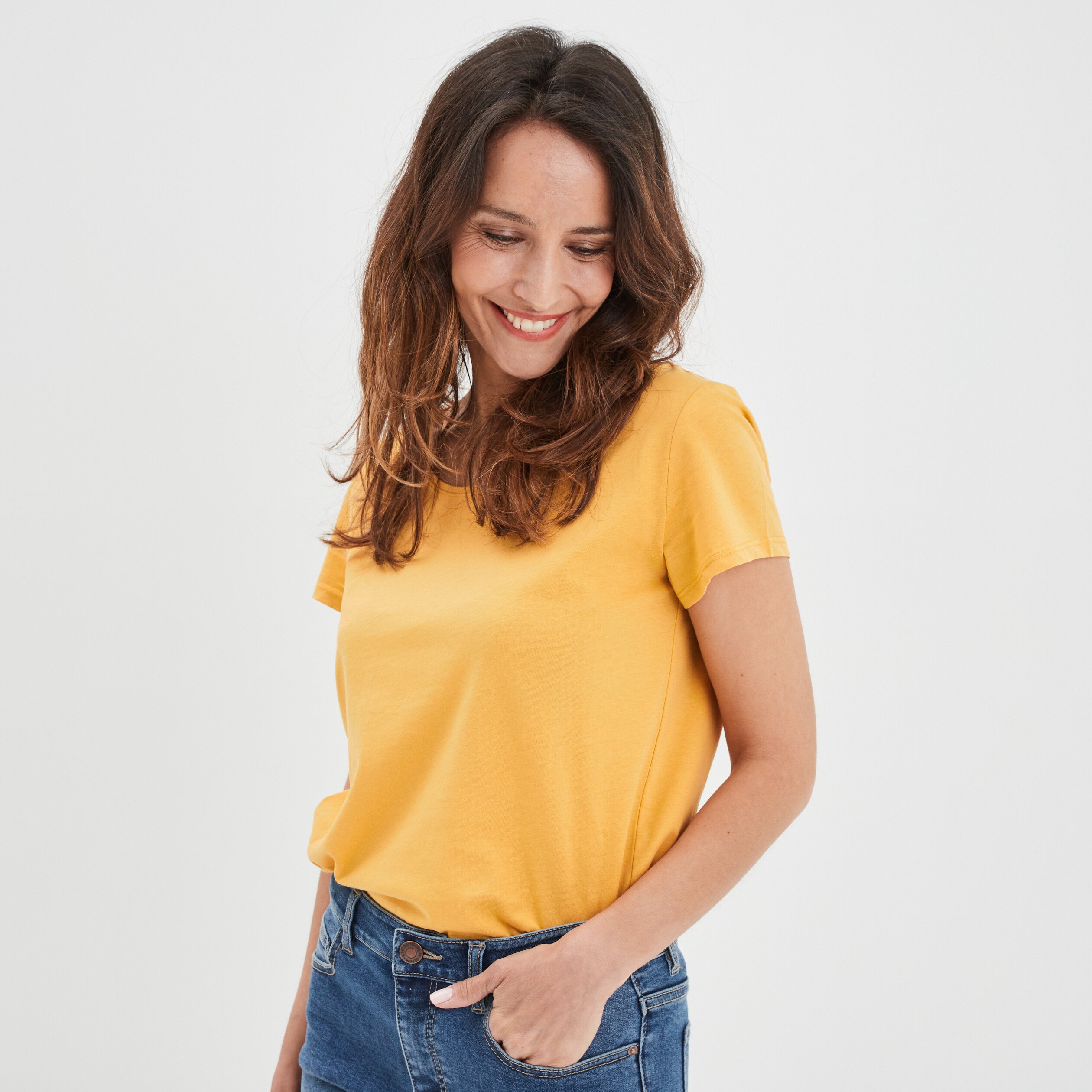 T shirt jaune moutarde femme on sale