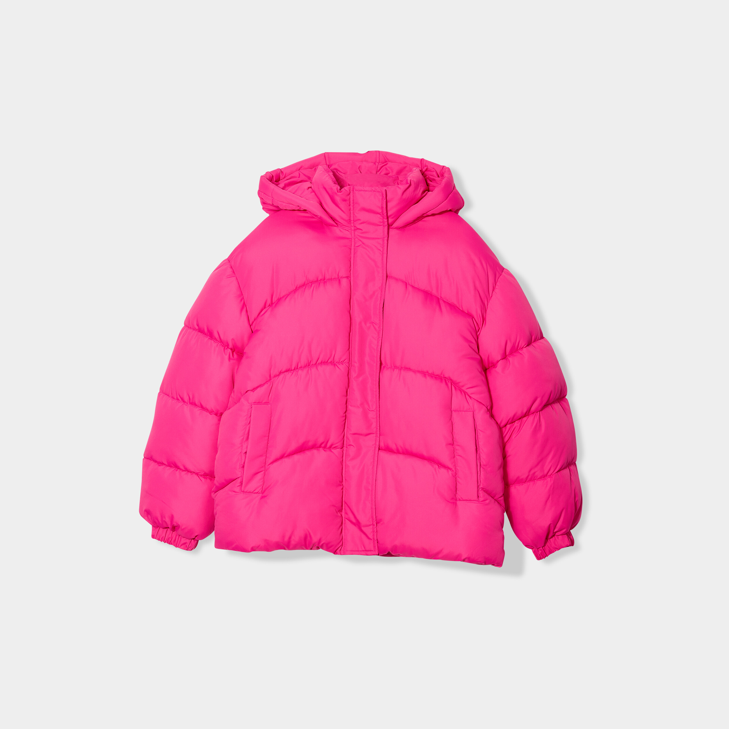 Doudoune oversize a capuche rose fushia femme La Halle