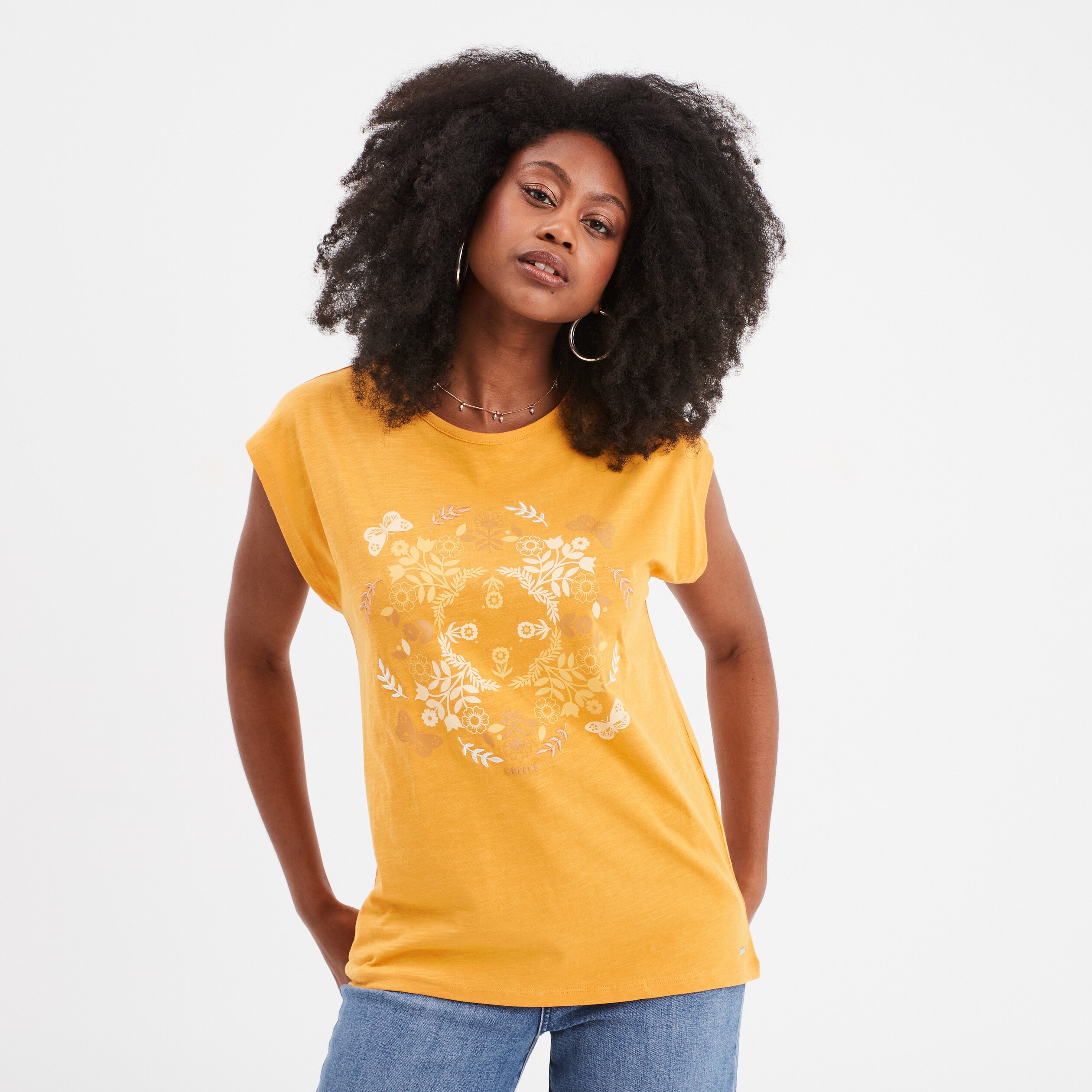 T shirt femme jaune moutarde on sale