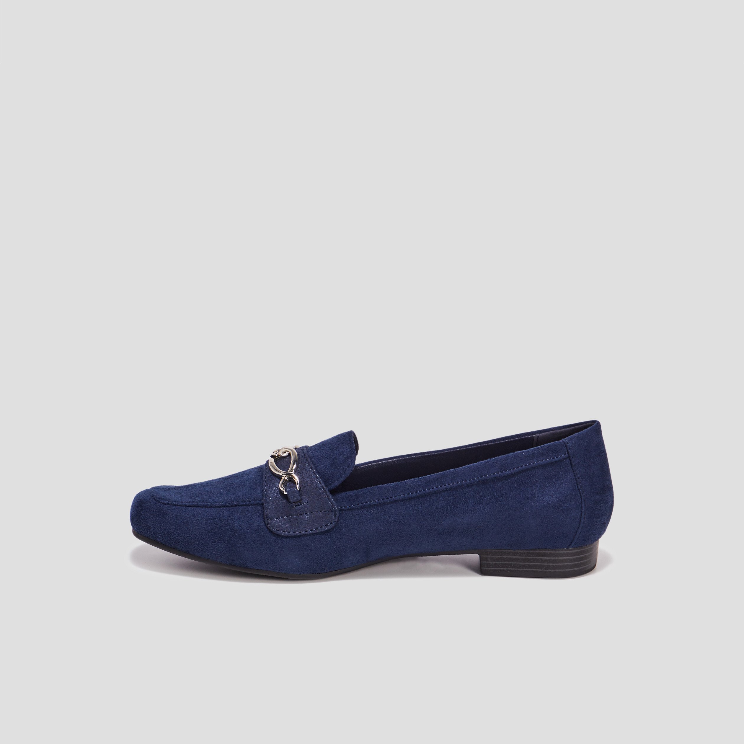 Mocassins plats suede bleu marine femme La Halle