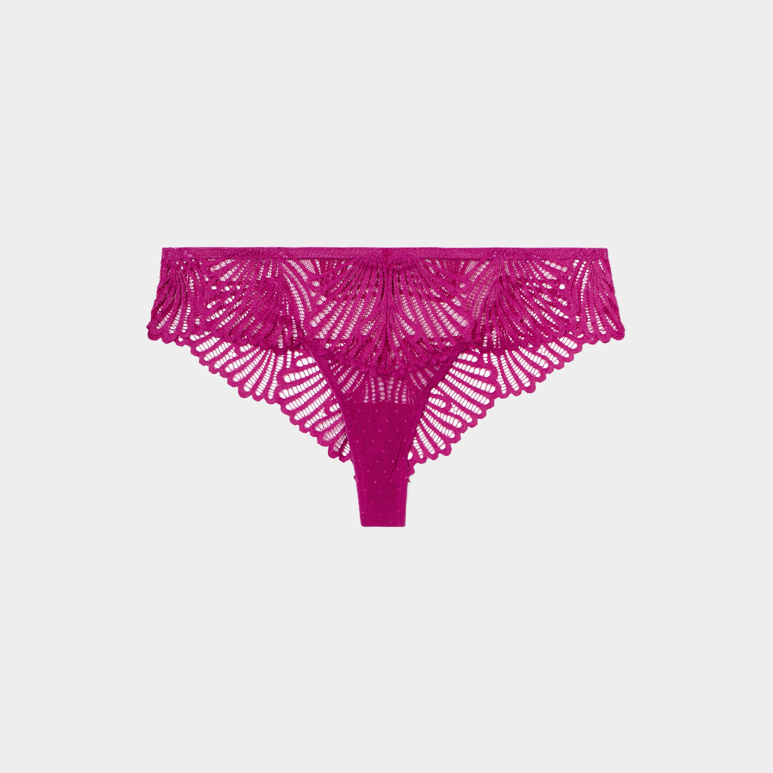 Tanga en dentelle Ingrid violet femme grande taille