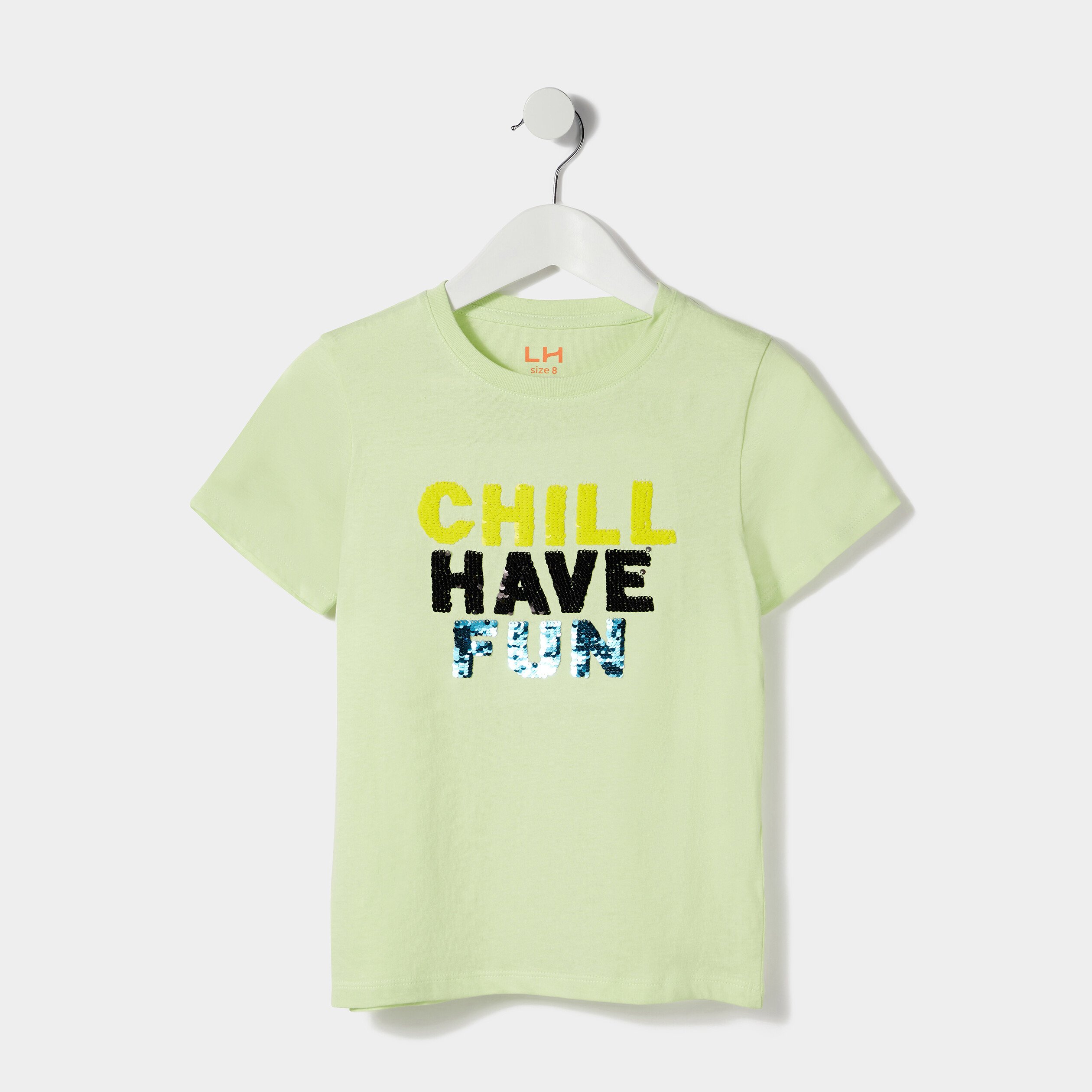 T shirt manches courtes sequins vert gar on